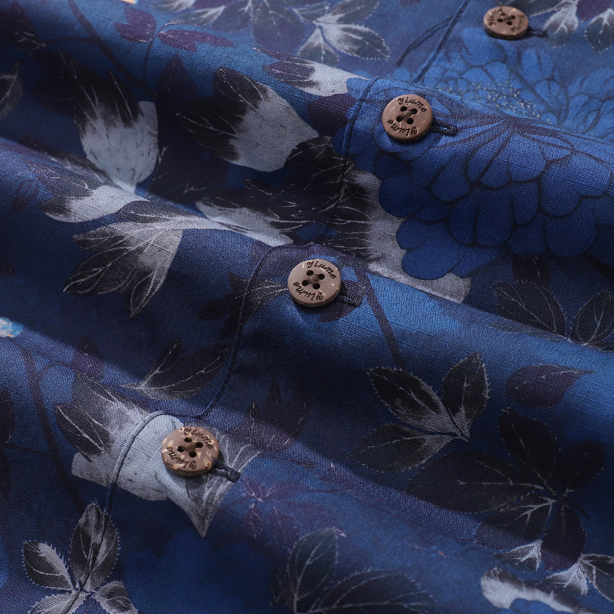 Dark Blue Hawaiian Shirt For Men Peony Shirt Camp Collar 100% Cotton Shirt Peony Dreamscape