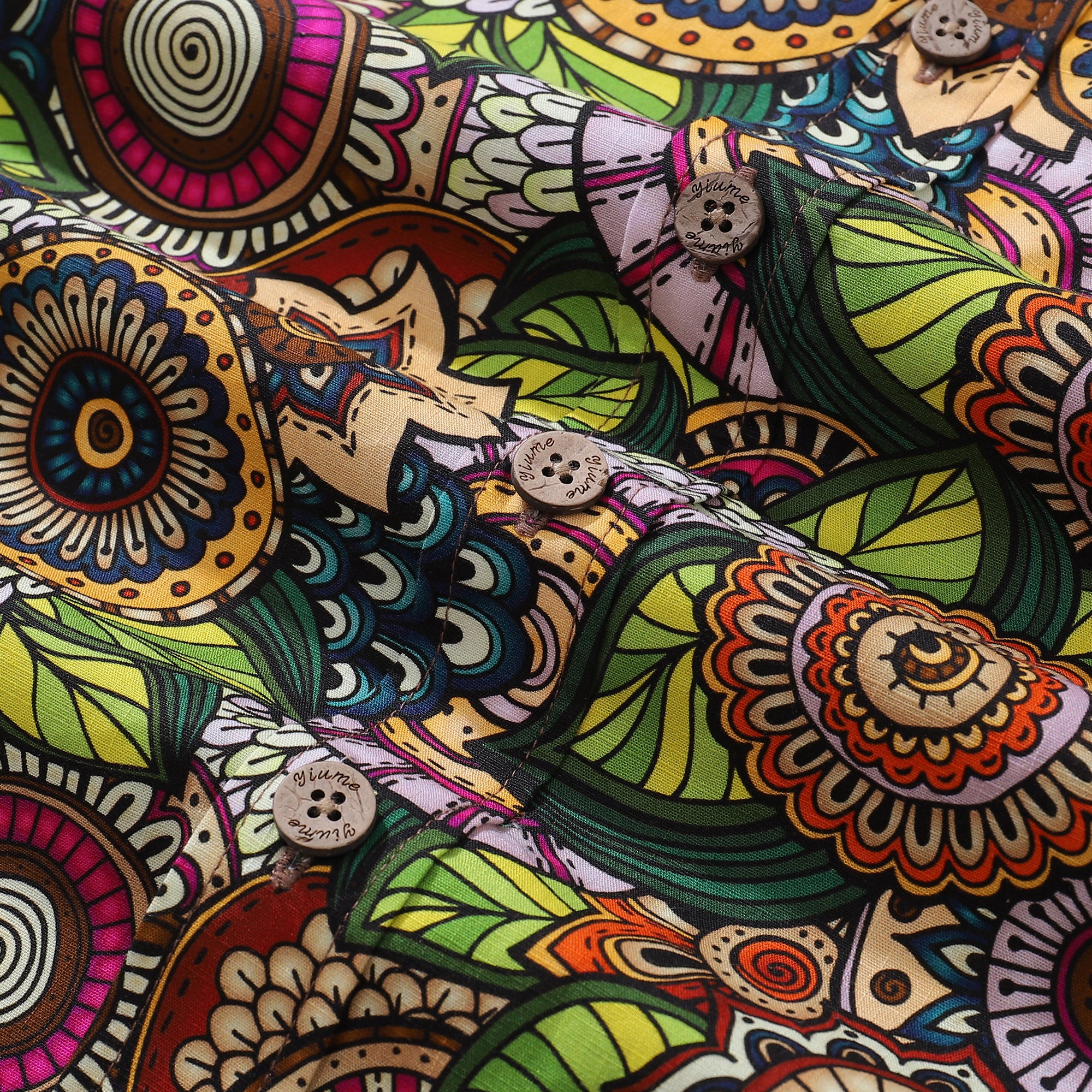 Hawaiian Shirt für Männer Bohemian Blumenmuster Hemd mit Knopfleiste Kurzarm 100% Baumwolle Hemd