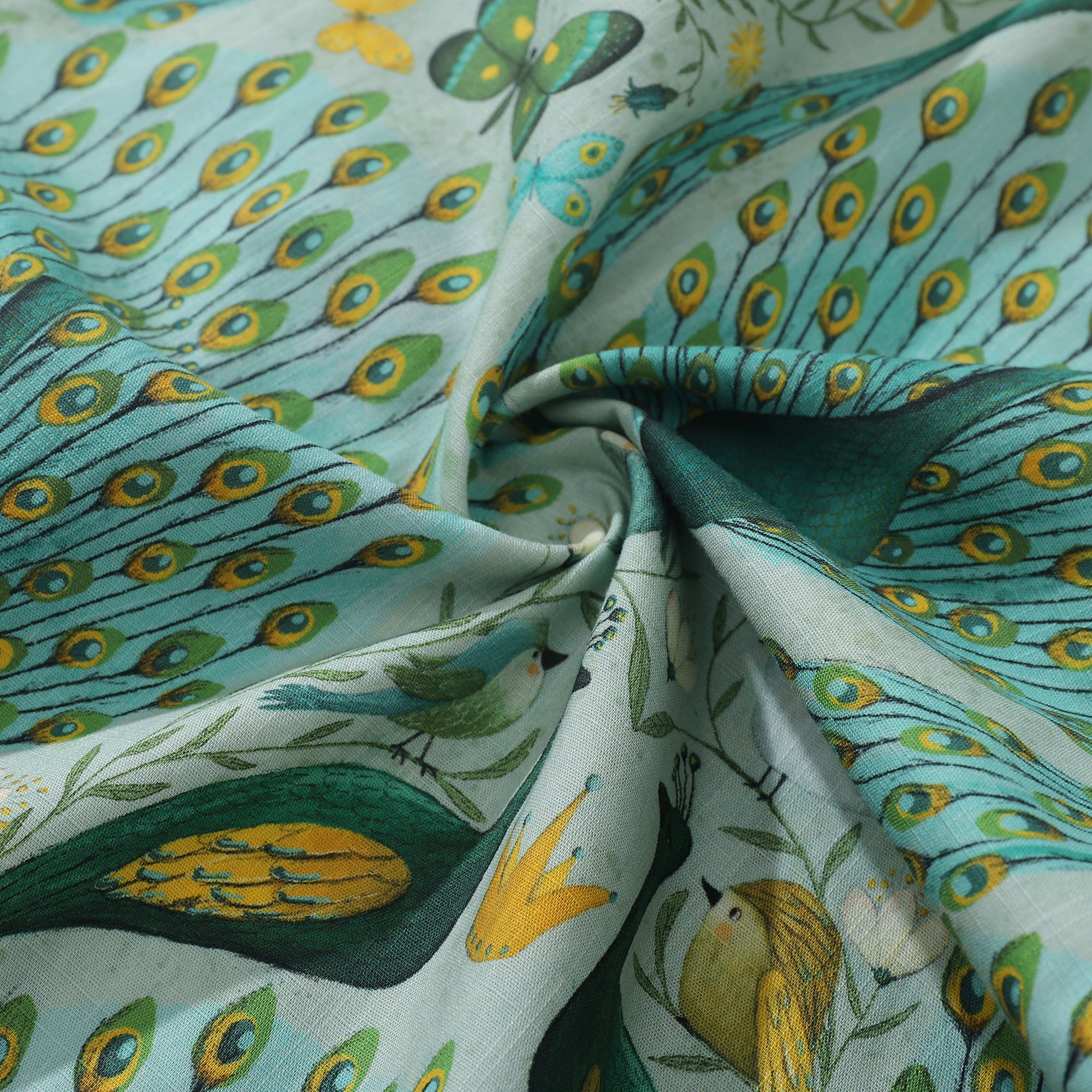 Damen Hawaiian Shirt Pfau von Maja Lindberg Baumwolle Knopfverschluss Kurzarm