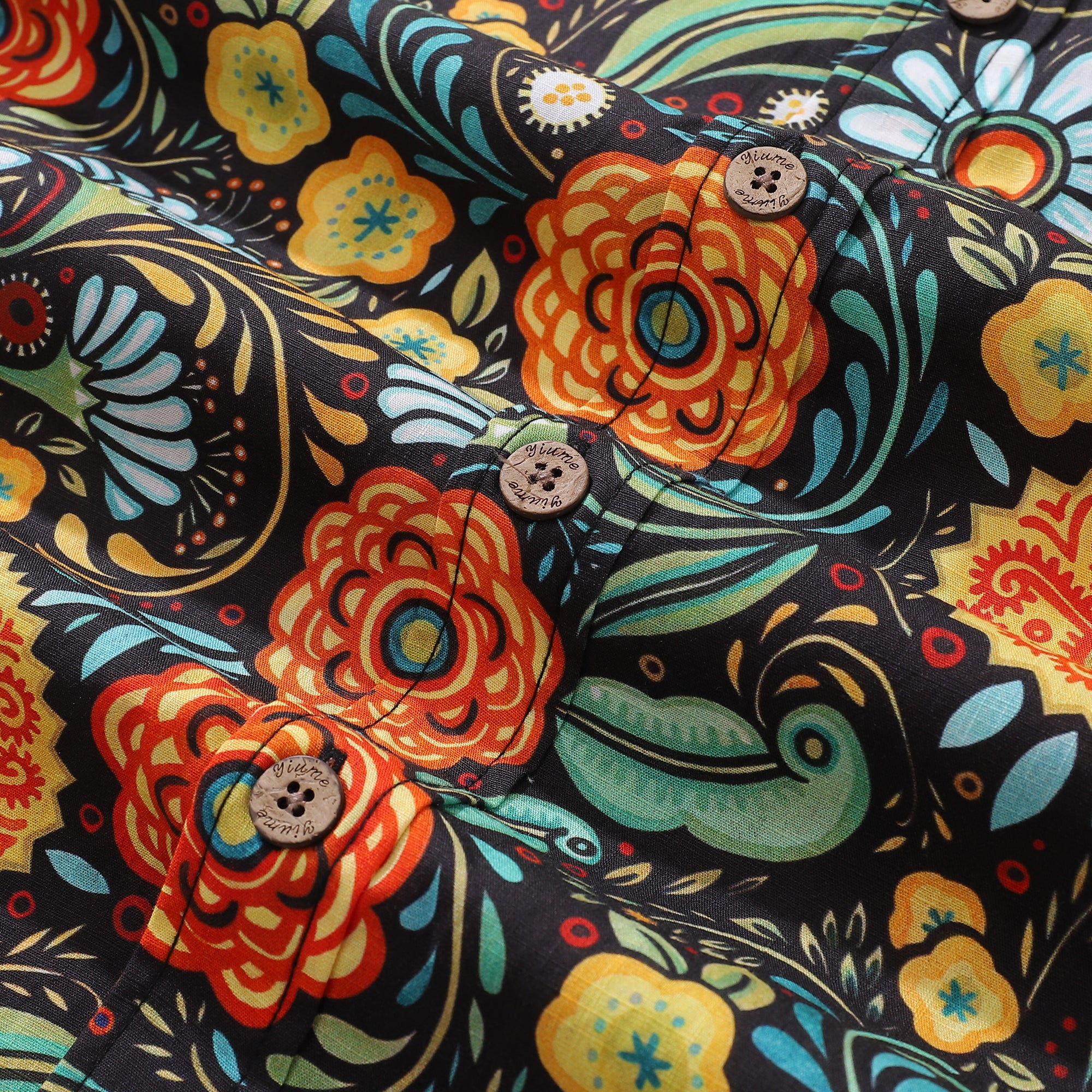 1950er Jahre Hawaiian Shirt für Männer Blüten Knopf-down Shirt Kurzarm 100% Baumwolle Shirt