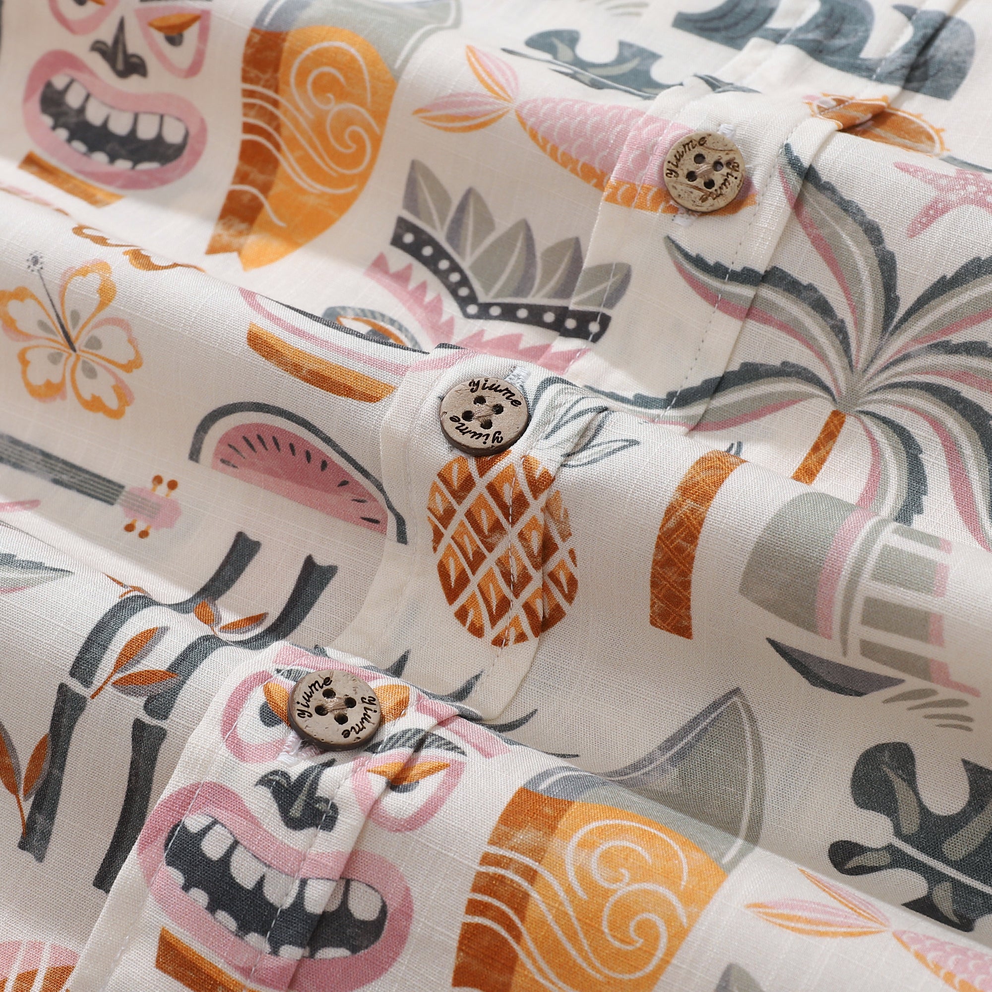 Fashion Hawaiian Shirt For Men Tiki Beach By House of Haricot Button-down Shirt Short Sleeve 100% Cotton Shirt