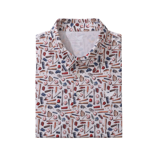 Men's Hawaiian Field of Dreams Print Short Sleeve Polo Shirt Field Of Dreams Polo