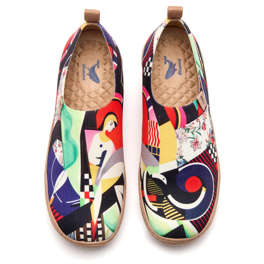 Arte de retrato abstracto Los zapatos slip para mujeres pintadas de lienzo pintura de zapatillas de zapatillas abstractas