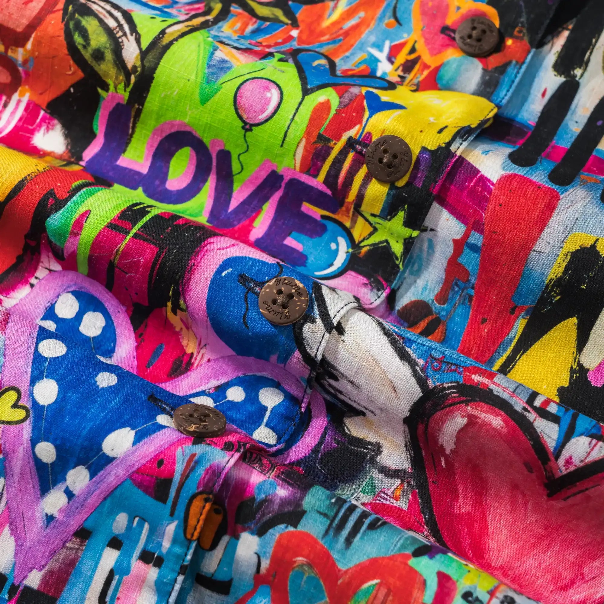 Graffiti art women's shirt with camp collar