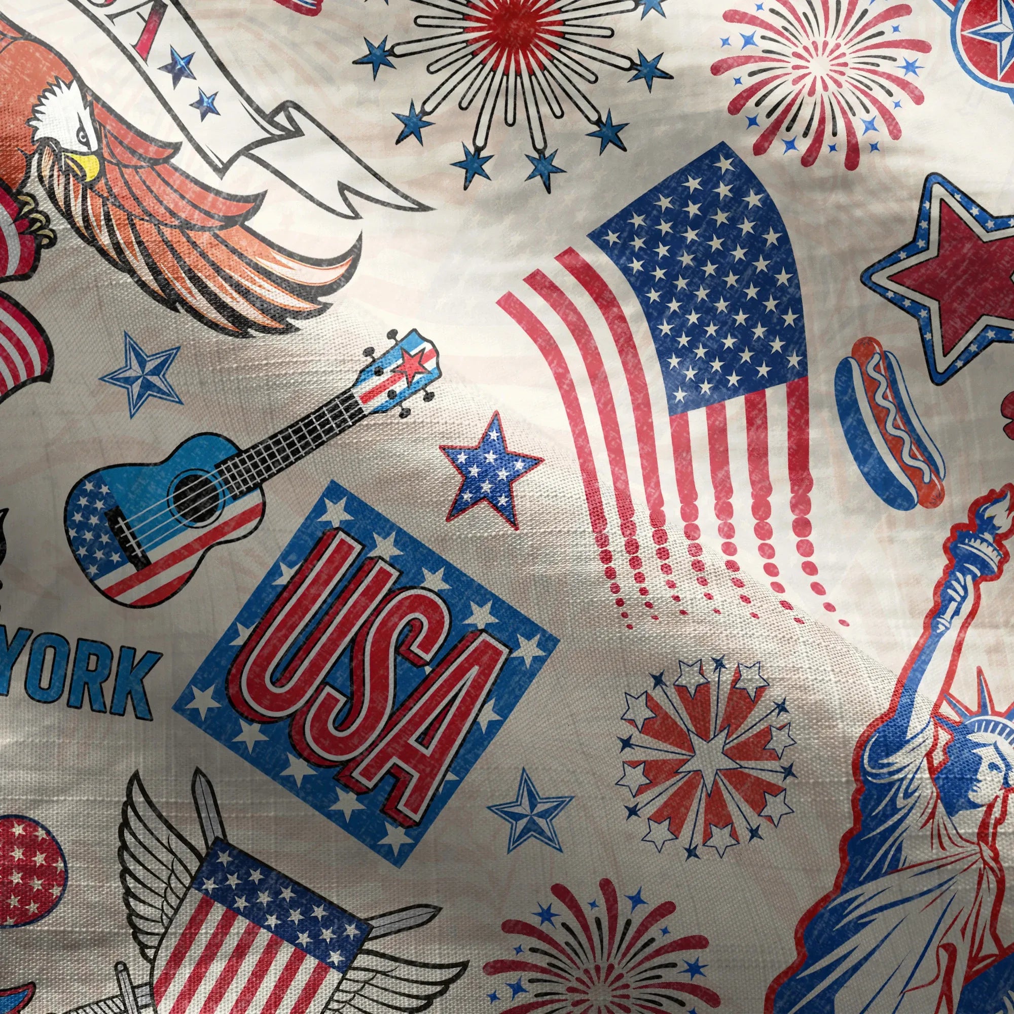 Cotton skirt for women, patriotic theme, elastic waist