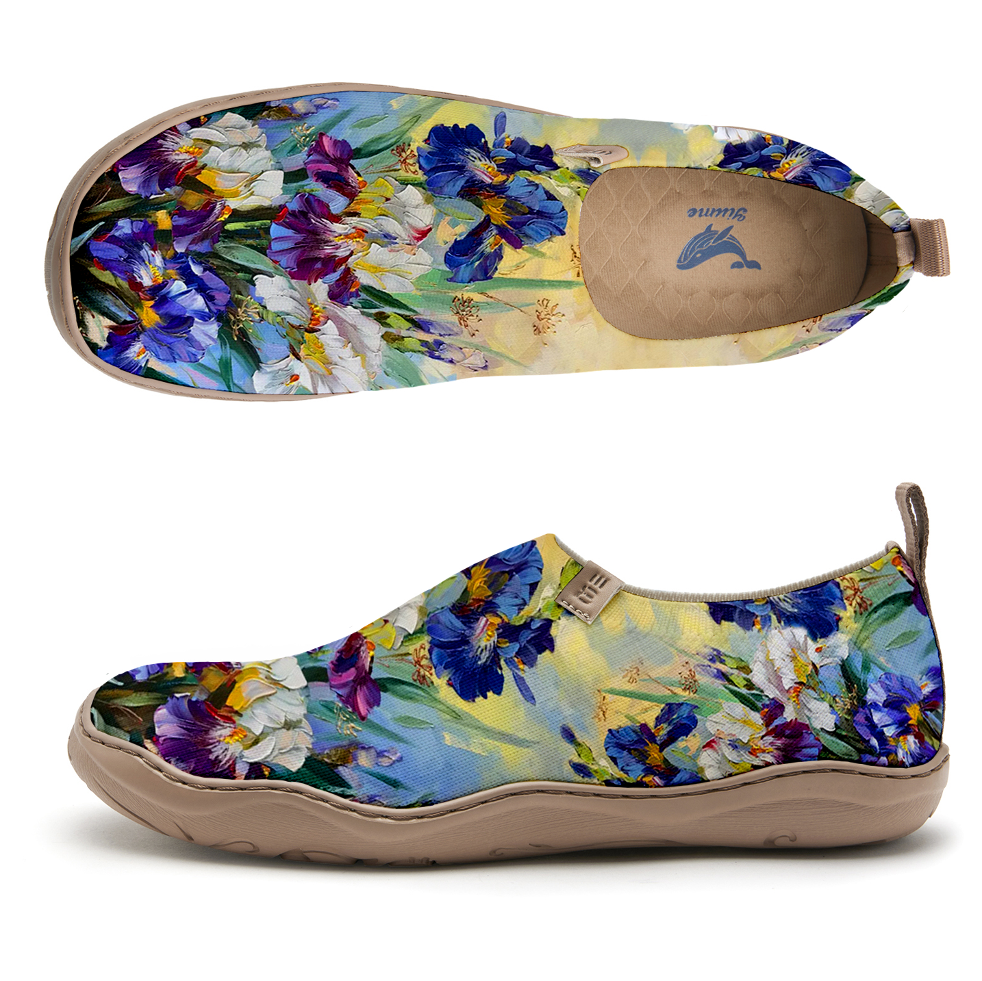 Yiume Women's Art Slip-On Shoes Comfortable Breathable Knit Casual Footwear,Iris Oil Painting Purple Purple Iris Shoes