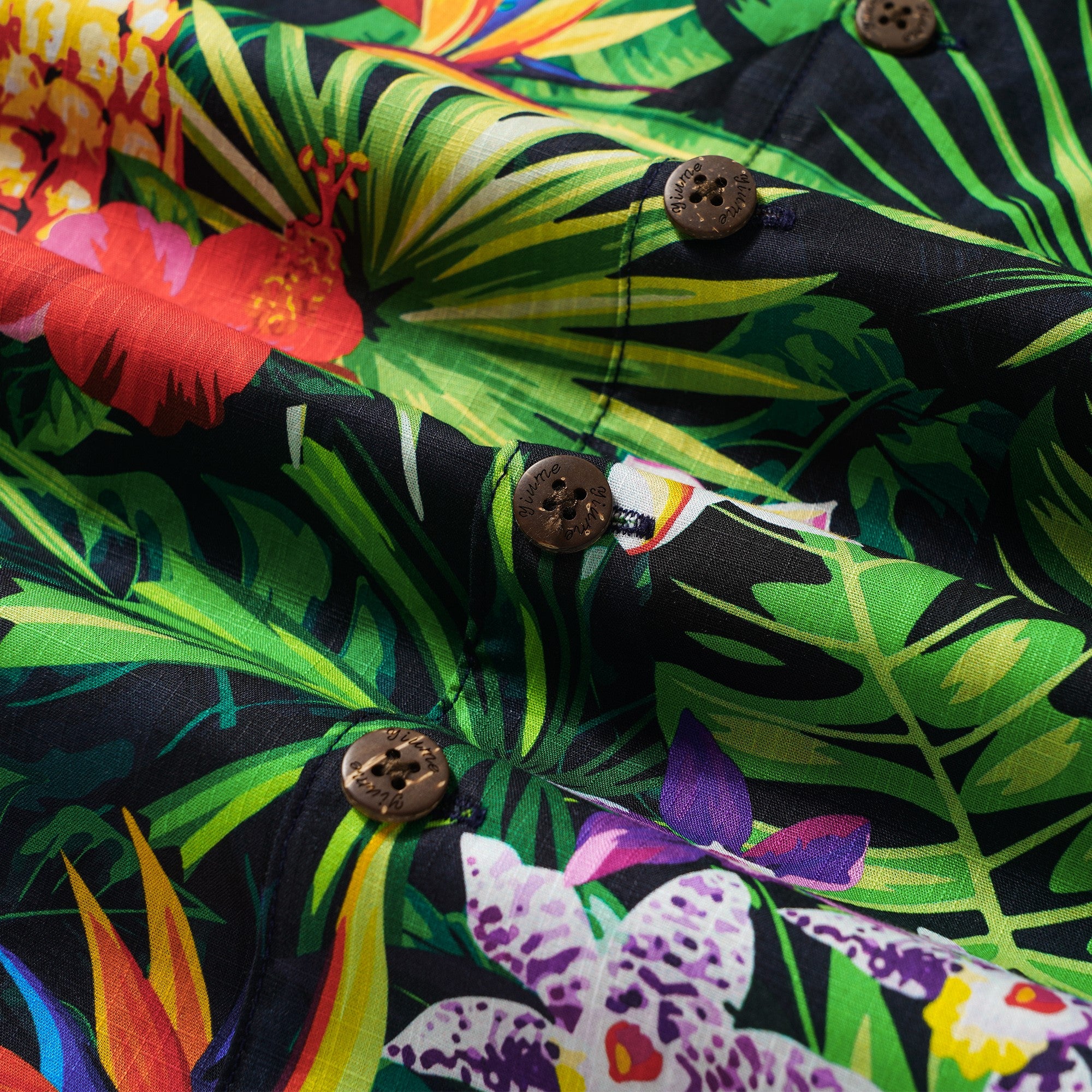 Men's Hawaiian Shirt Short Sleeve Camp Collar 100% Cotton Purple Aloha Jungle Dinosaur Party Time