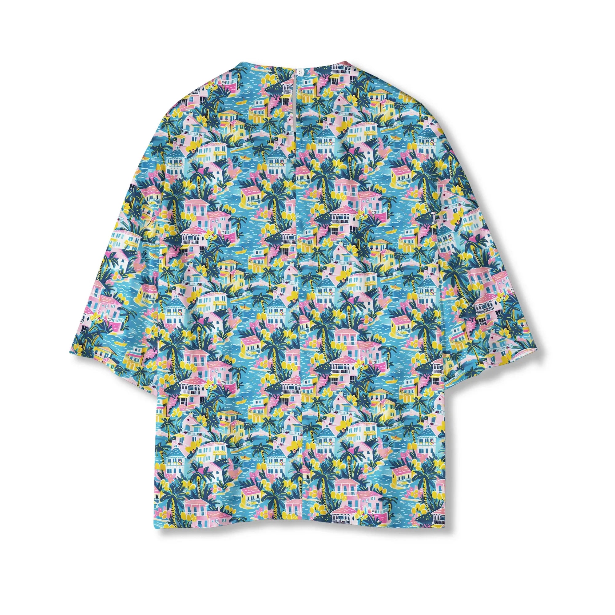 Women's blouse with vibrant macaron hues, elbow sleeve