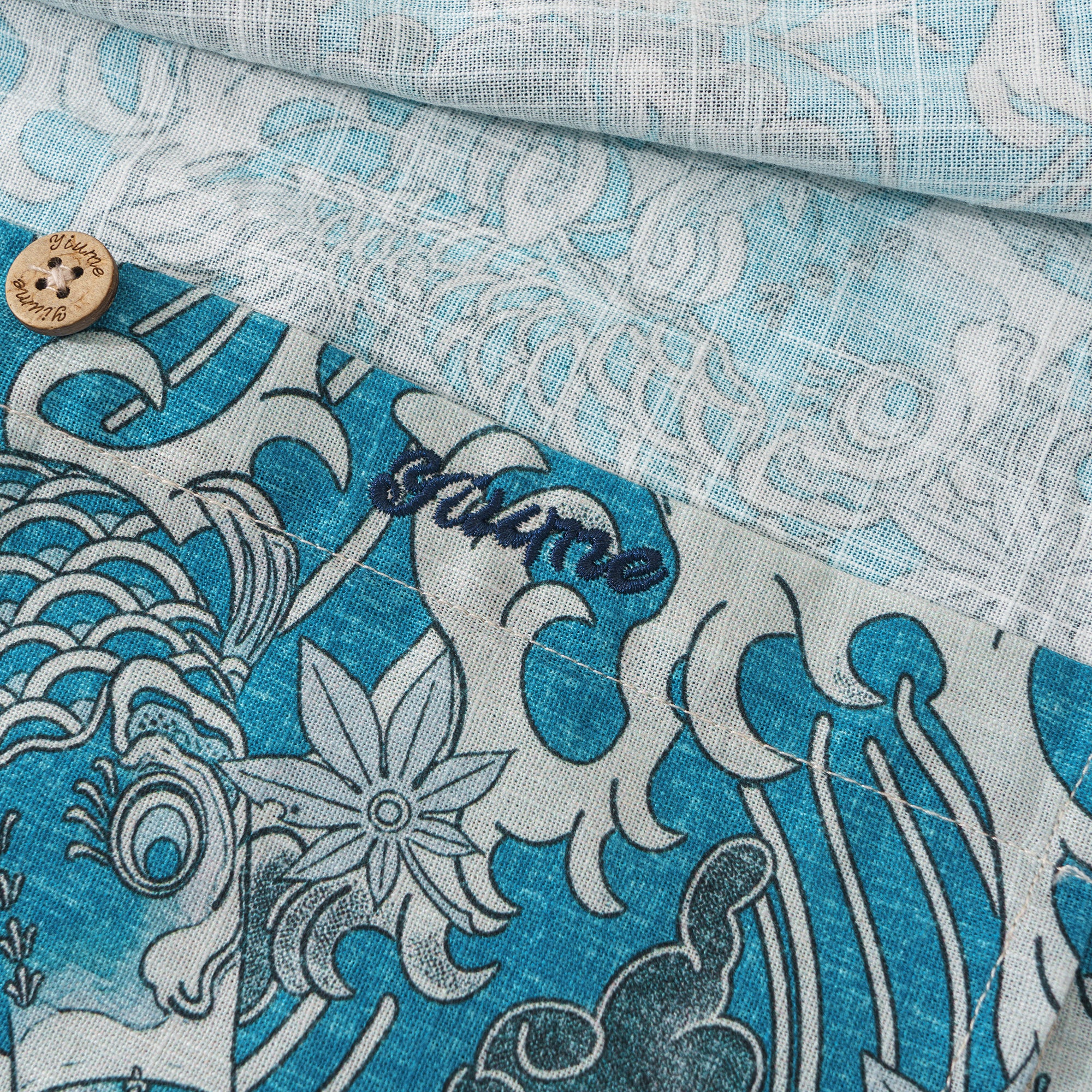 Koi Dance dans les Nuages Chemise à Manches Longues Aloha Hawaiian 100% Coton pour Hommes