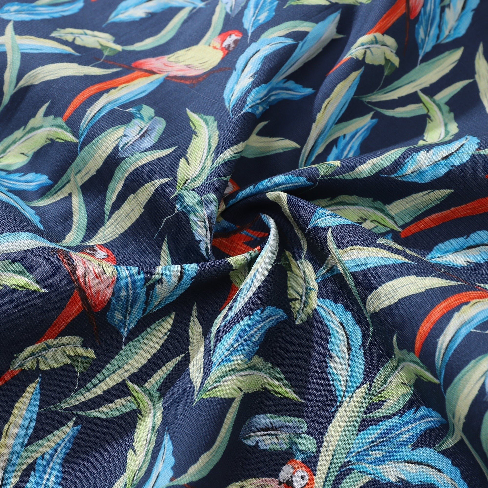 Hawaiian Shirt für Männer Dschungel Papagei Button-Down Shirt Kurzarm 100% Baumwollshirt