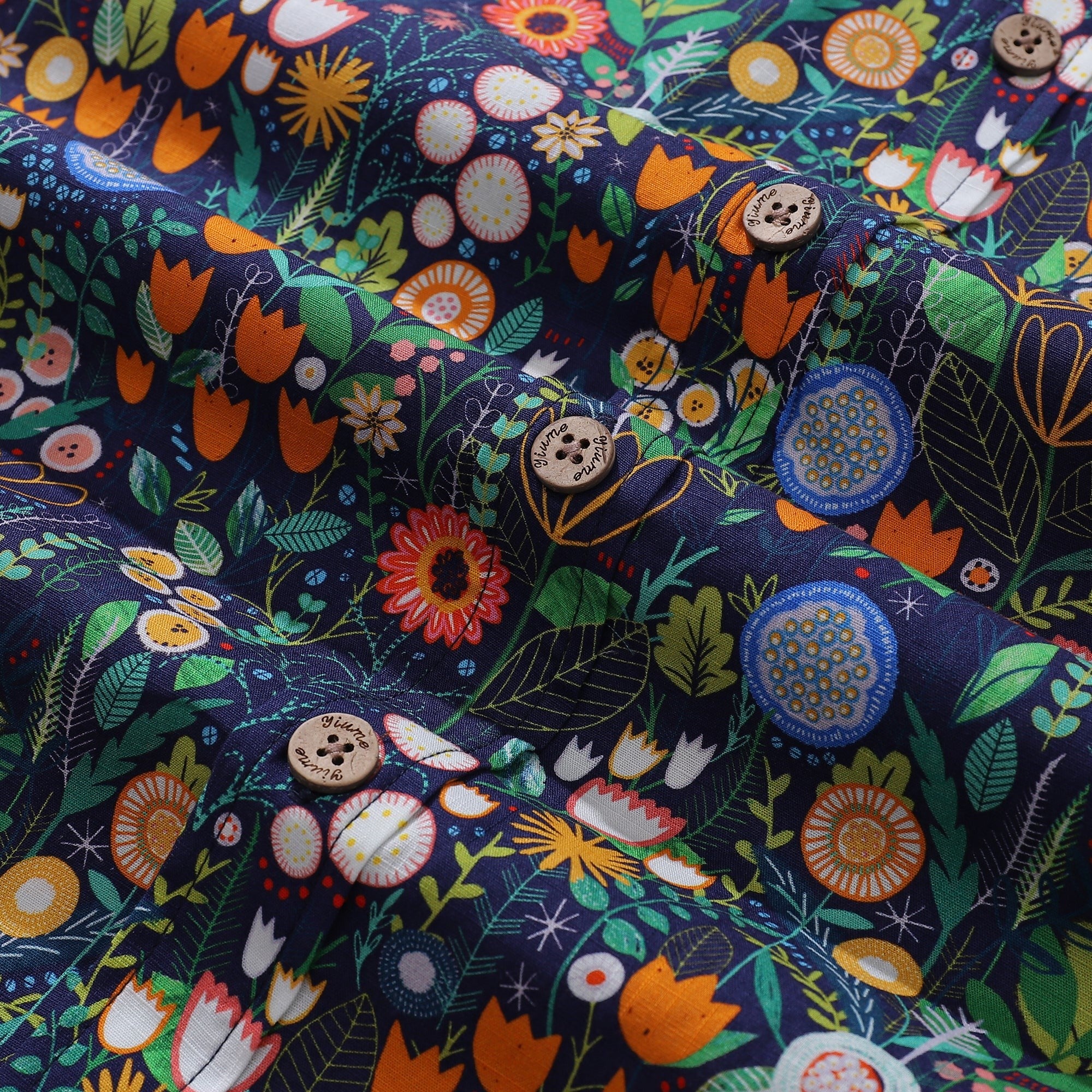 Floral Hawaiian Shirt For Men Button-down Short Sleeve 100% Cotton Shirt Mary's Garden By Rachel Parker