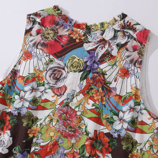 Hawaiian Kleid für Frauen mit floralem geometrischen V-Ausschnitt