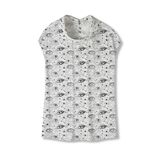 Women's Aloha Starry Gaze blouse, eye pattern, lyocell