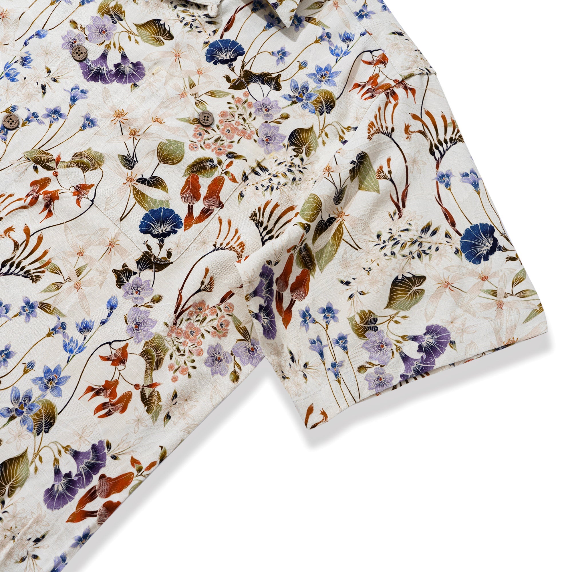 Chemise hawaïenne 100 % soie pour hommes Australian Wildflower Mid par Eloise, chemise Aloha à col camp.