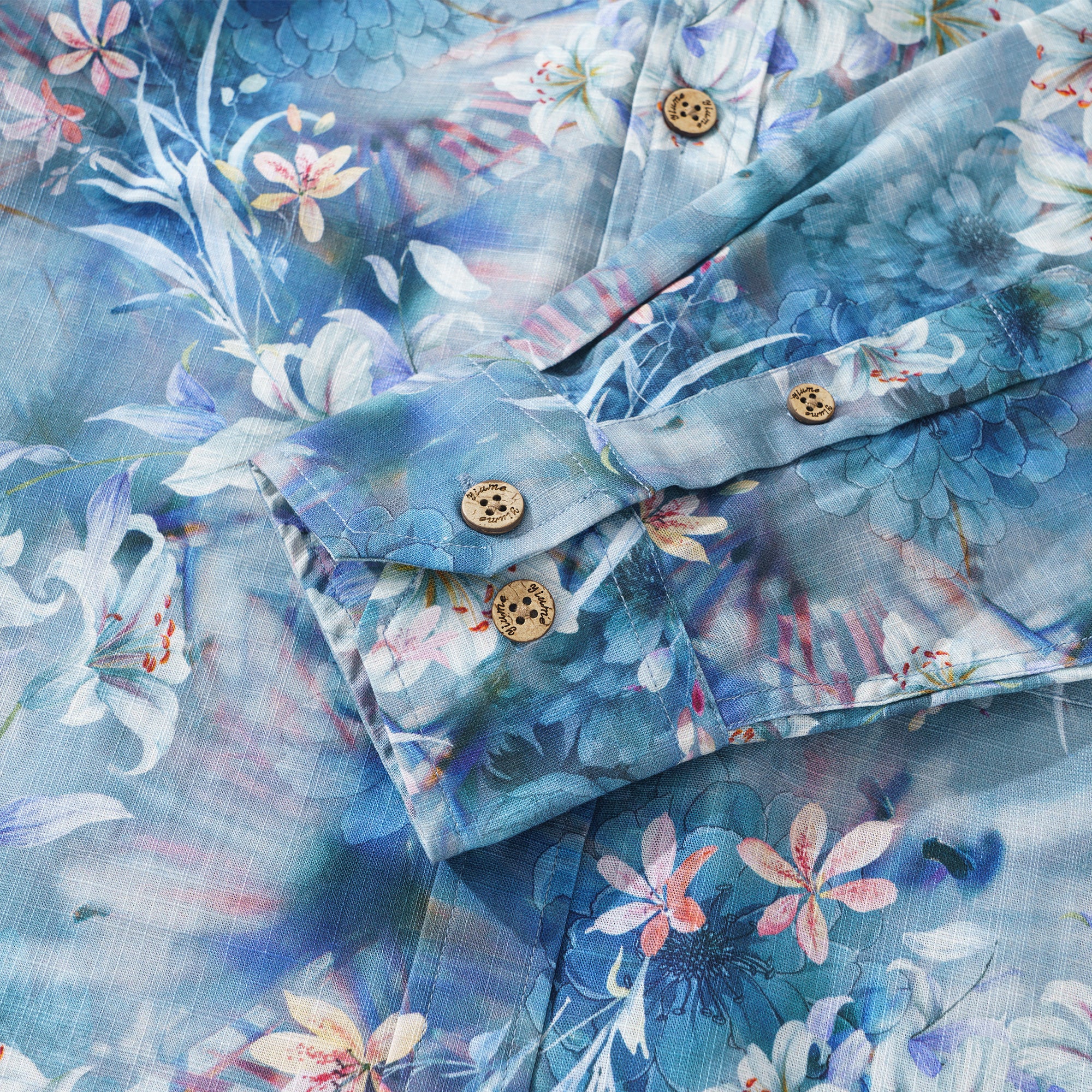 Chemise à manches longues Aloha hawaïenne pour homme en coton 100 % Cloud Floral Whispers personnalisée