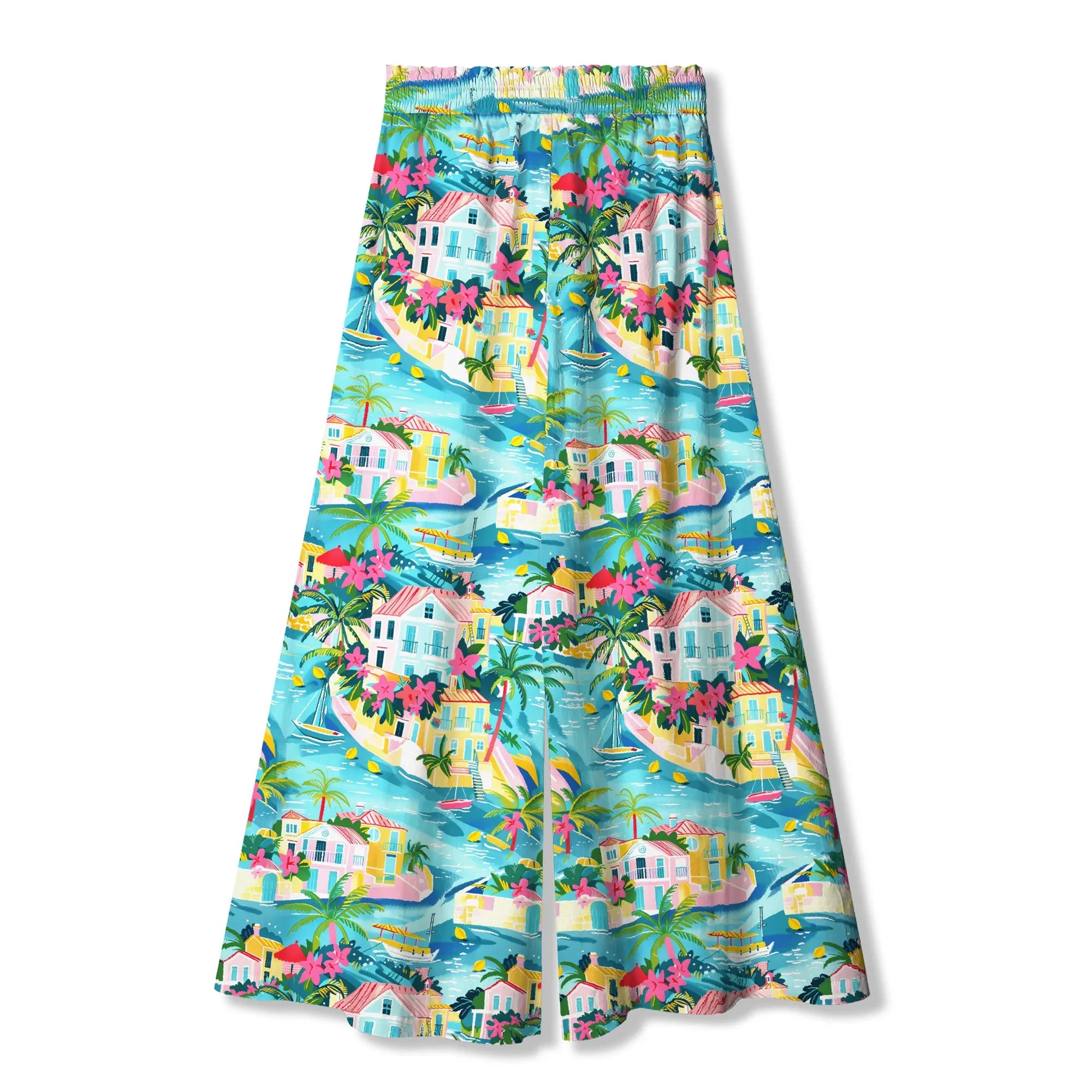 Tropical bay inspired pants, women's fashion