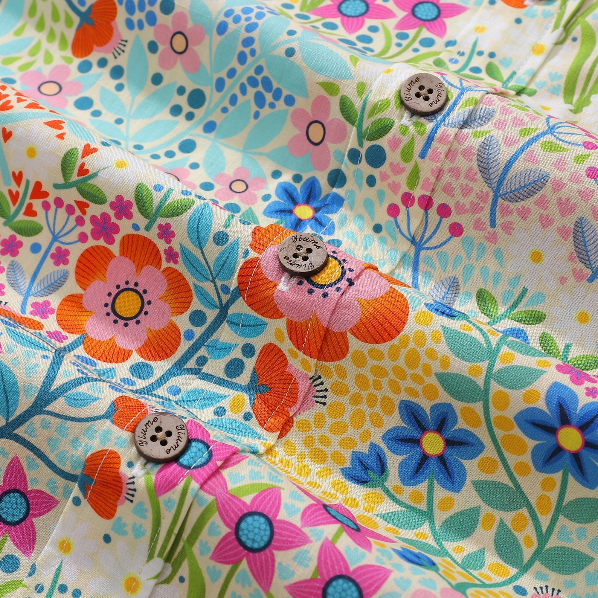 Hawaiian Hemd für Männer Sommer Blumengarten Designs Button-Down-Hemd Kurzarm 100% Baumwollhemd Sommerblumengarten von Cecca Designs