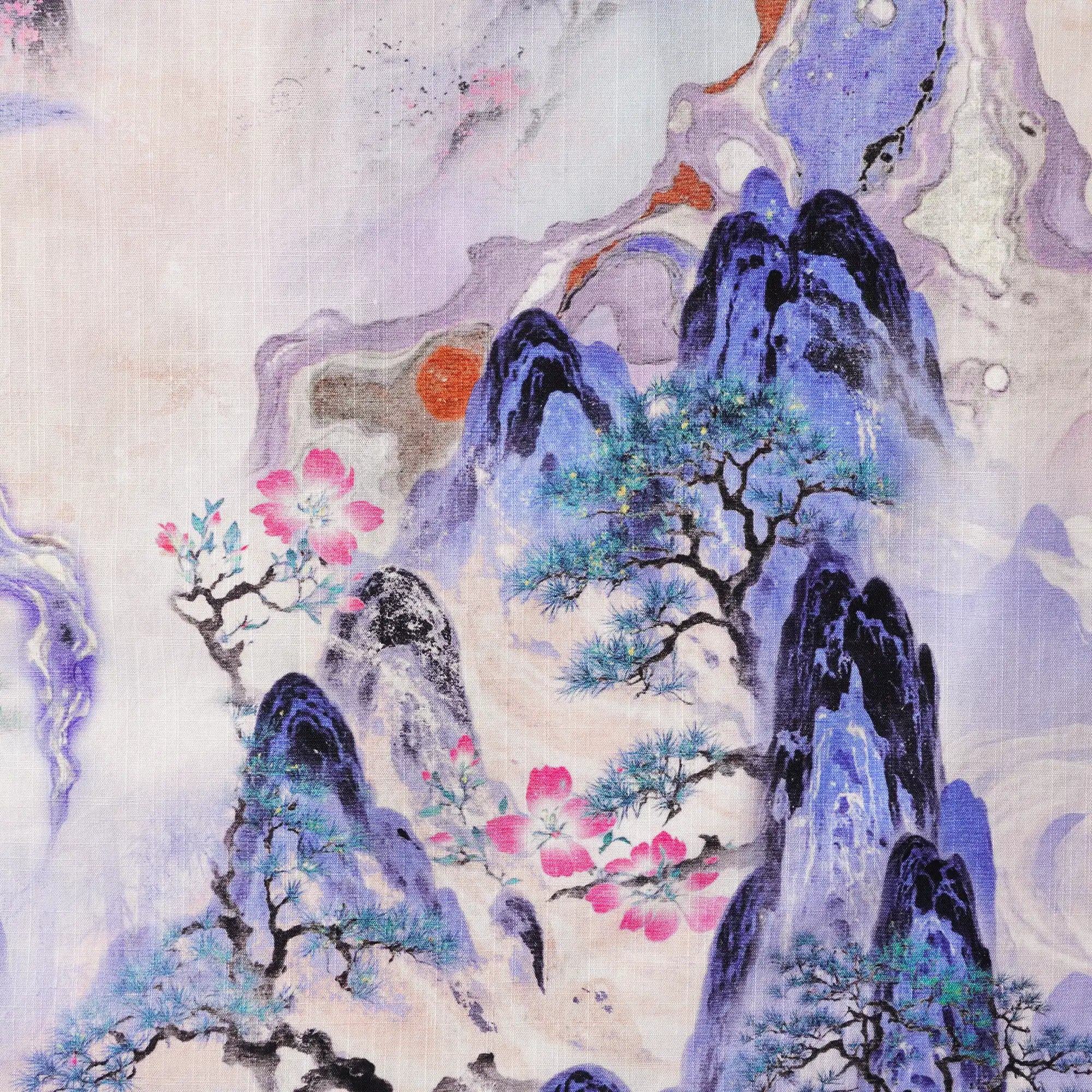 Men's Hawaiian Shirt Short Sleeve Button-down 100% Cotton Purple Aloha Purple Mountain Retreat