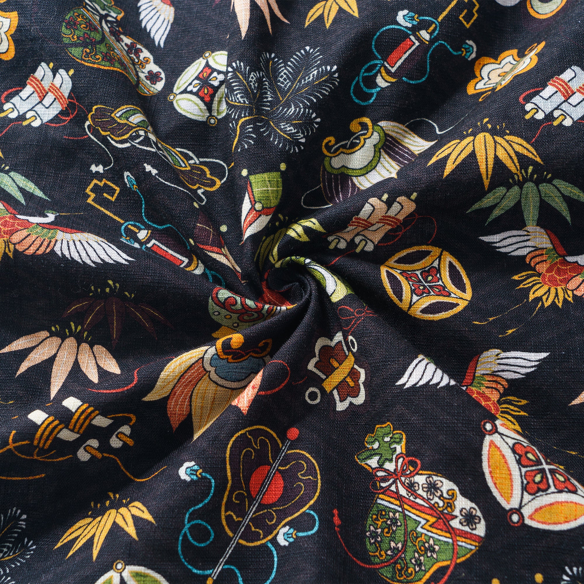 Nippon's Treasure Patterns 100% Cotton Men's Long Sleeve Button-down Shirt Aloha Hawaiian