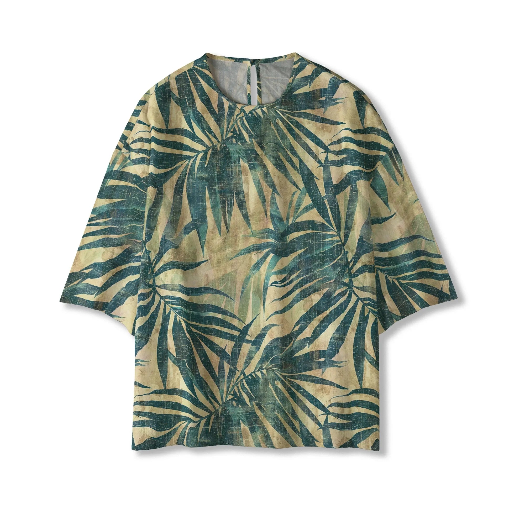Detail of fabric texture on Green Aloha Vintage Palm Women's Blouse