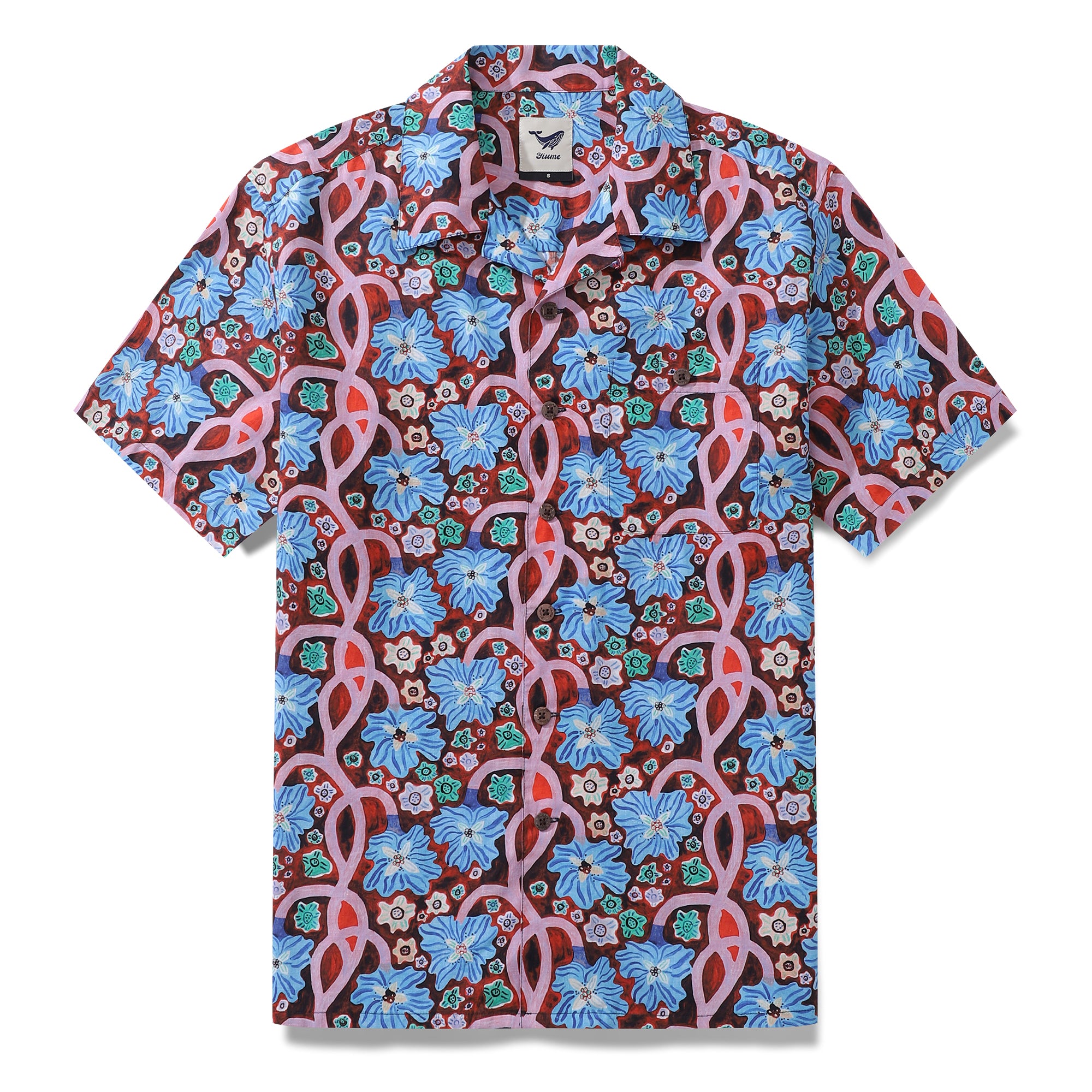 1940s Vintage Hawaiian Shirt For Men Midnight Garden Shirt Camp Collar 100% Cotton