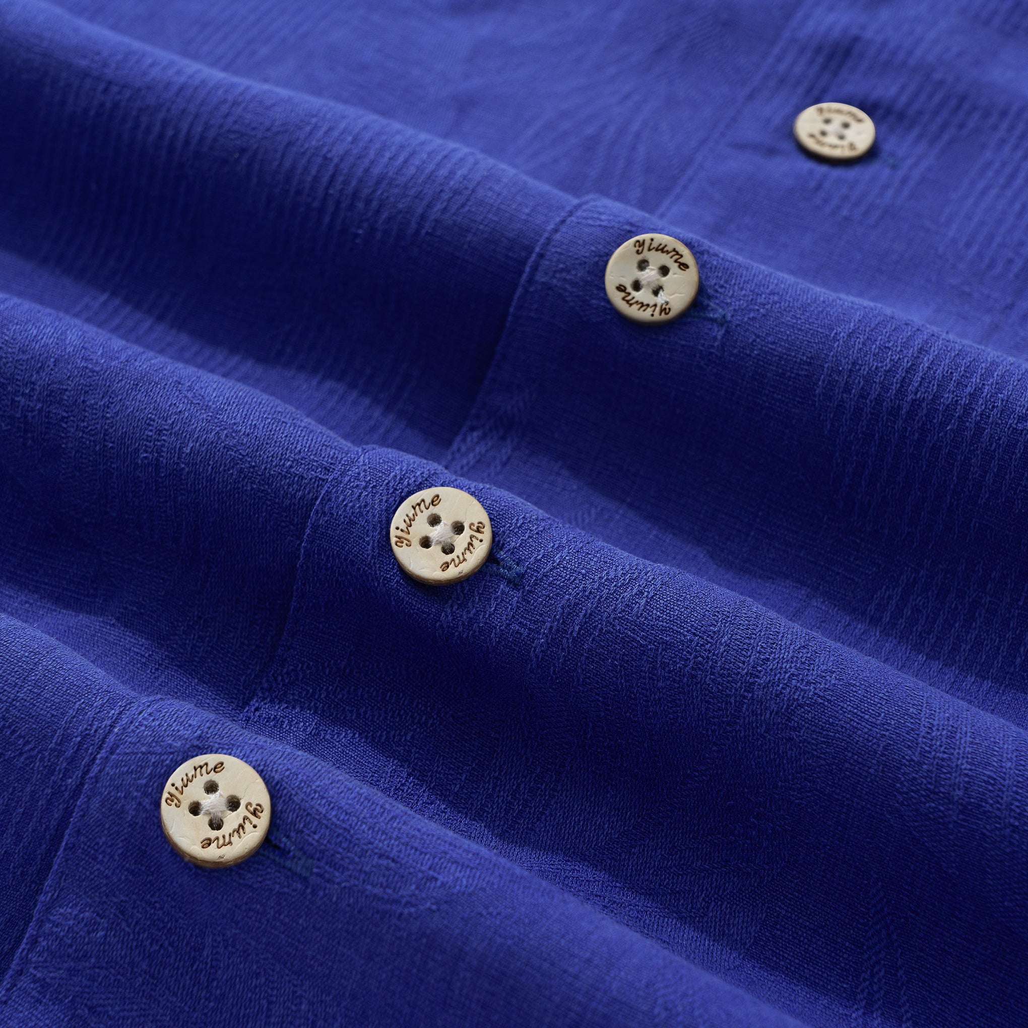 Chemise hawaïenne pour hommes en soie jacquard à col camp - Bleu saphir