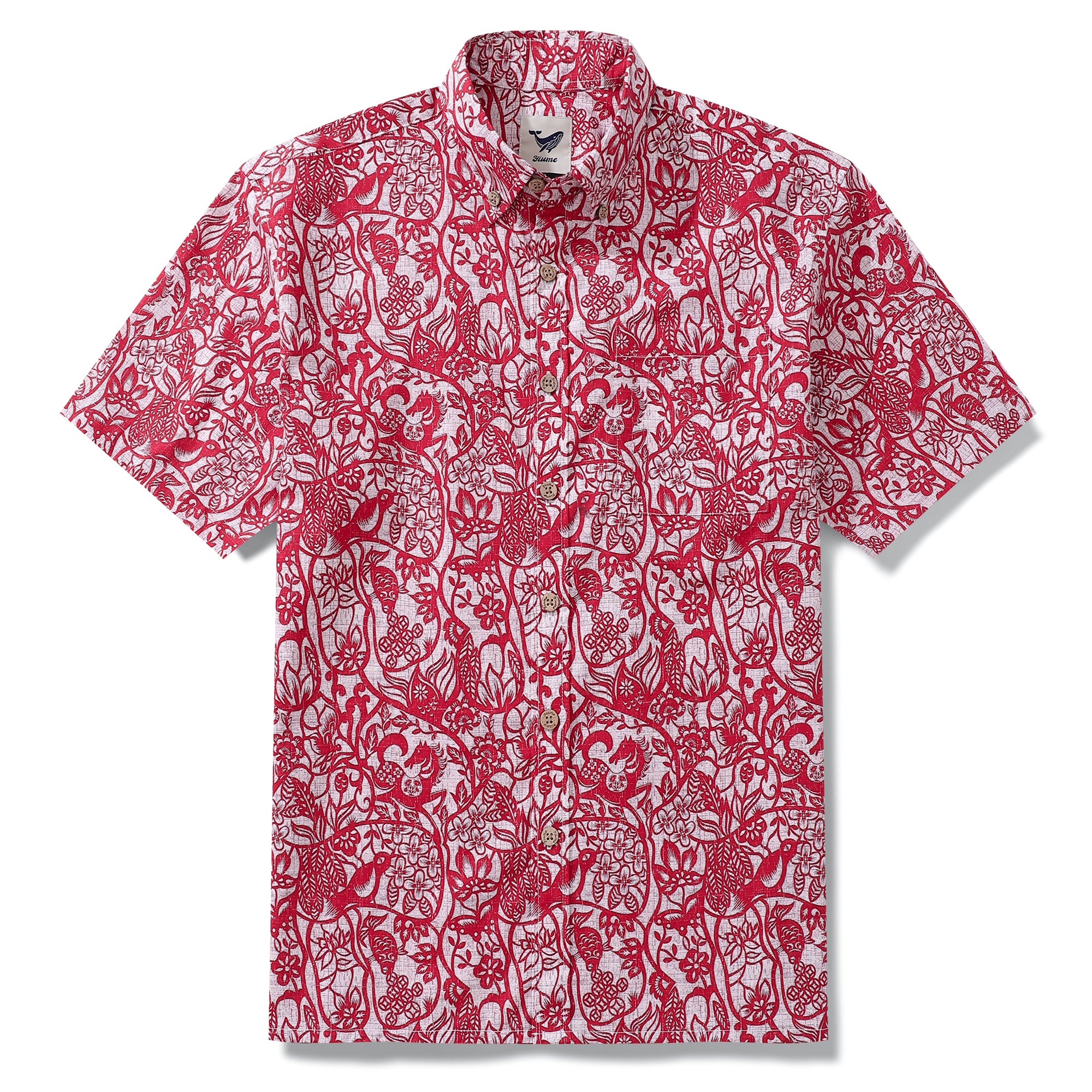 Hawaiianisches Hemd für Männer Papier-Schnitt-Bild Button-Down-Hemd Kurzarm 100% Baumwollhemd
