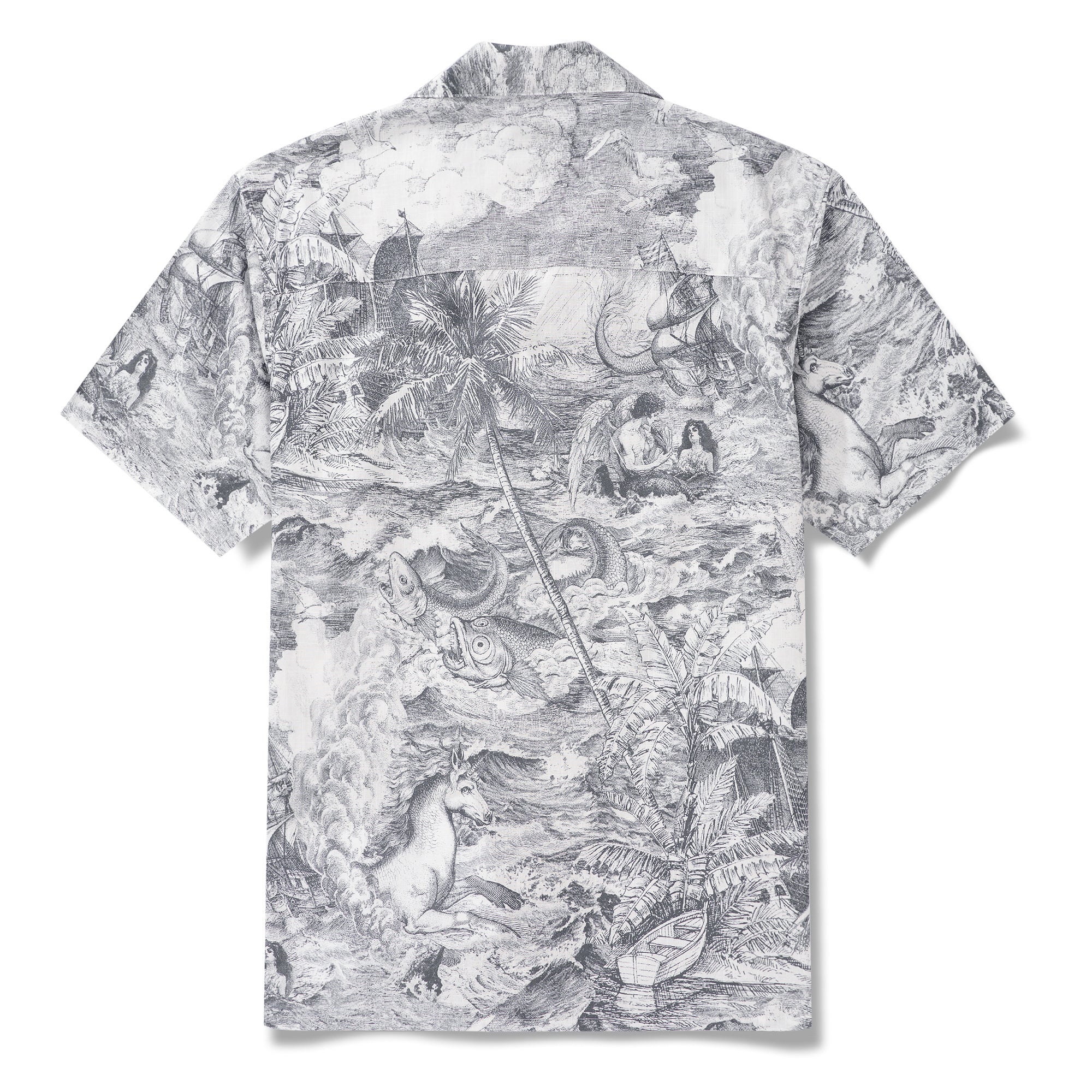 Collier de camp à manches courtes à manches courtes pour hommes 100% coton gris océan spirituel