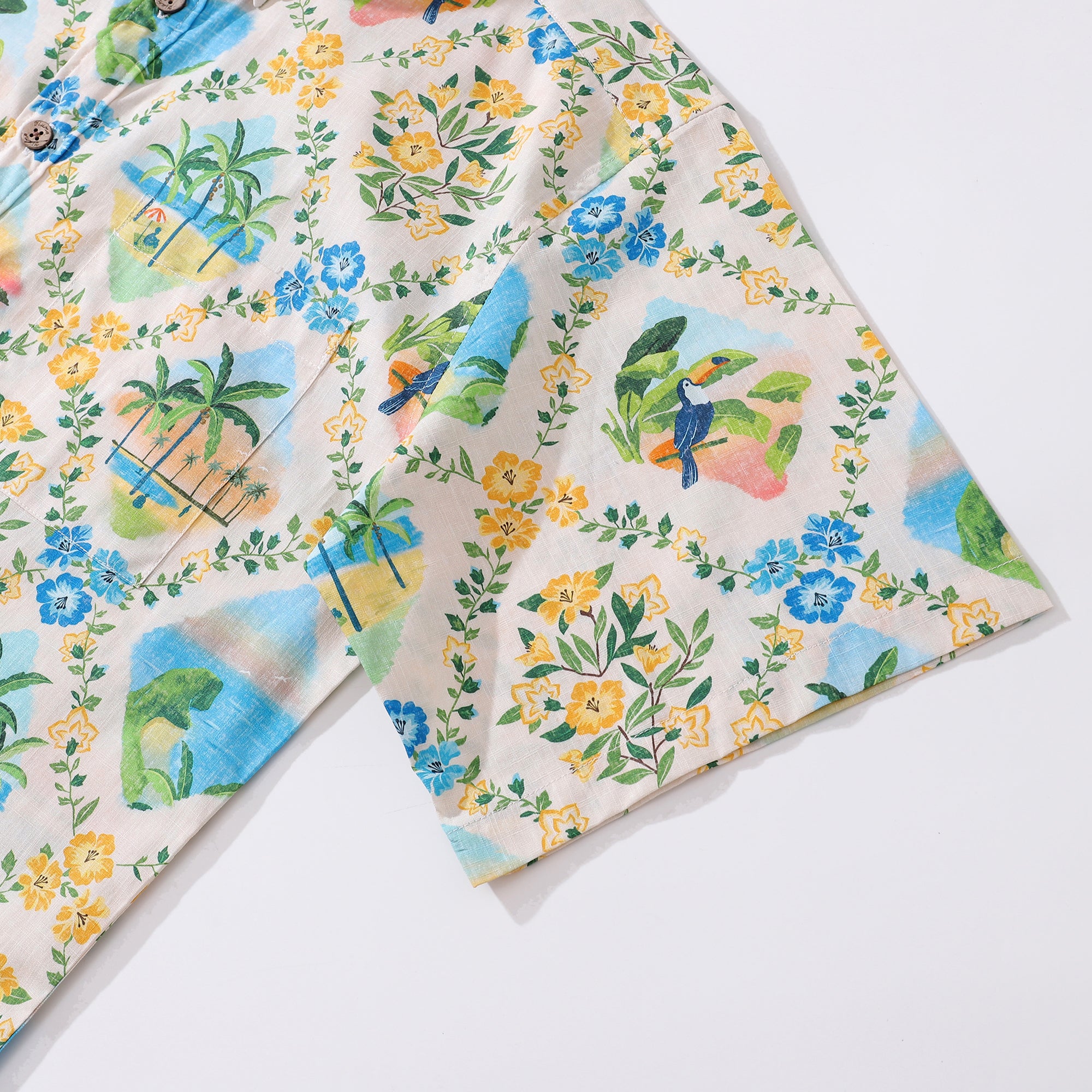 Hawaiian Hemd für Männer Hawaiian Szenen Button-Down-Shirt Kurzarm 100% Baumwollhemd