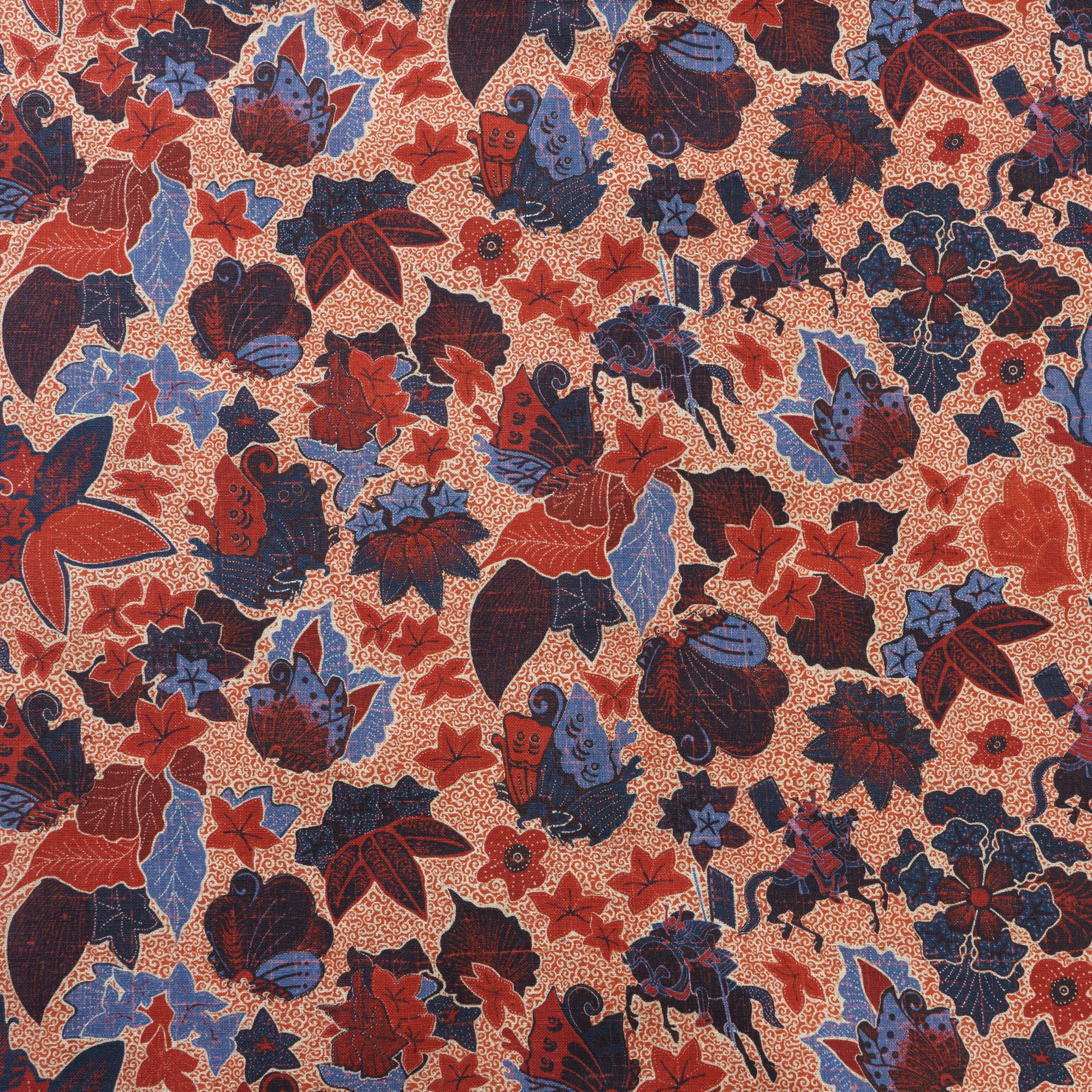 Genji vs. Taira 100% Baumwolle Herren Langarm Hemd mit Knöpfen Rot Aloha Hawaiian