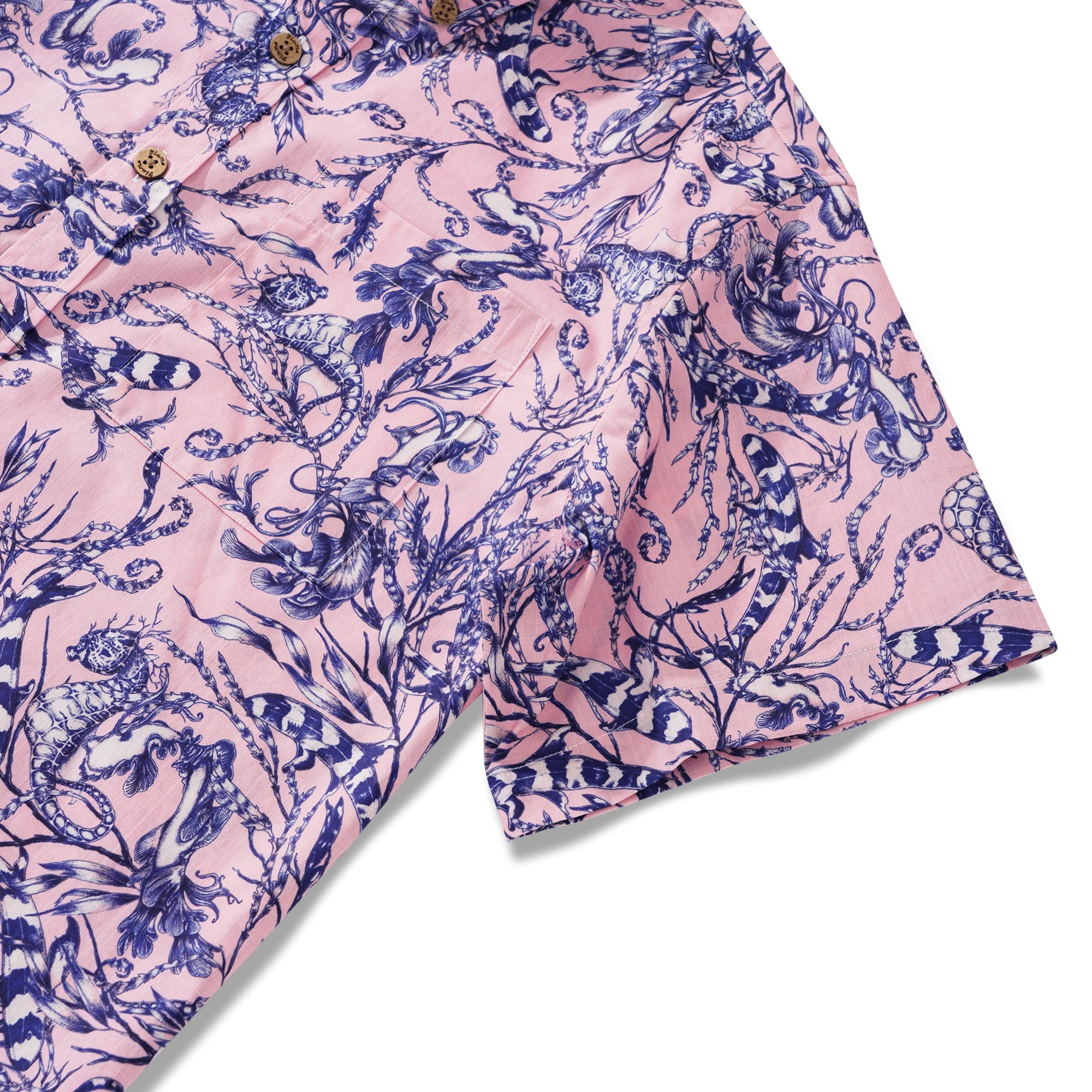 Chemise hawaïenne masculine bouton à manches courtes 100% coton Oasis rose aloha par feanne rose oasis par feanne