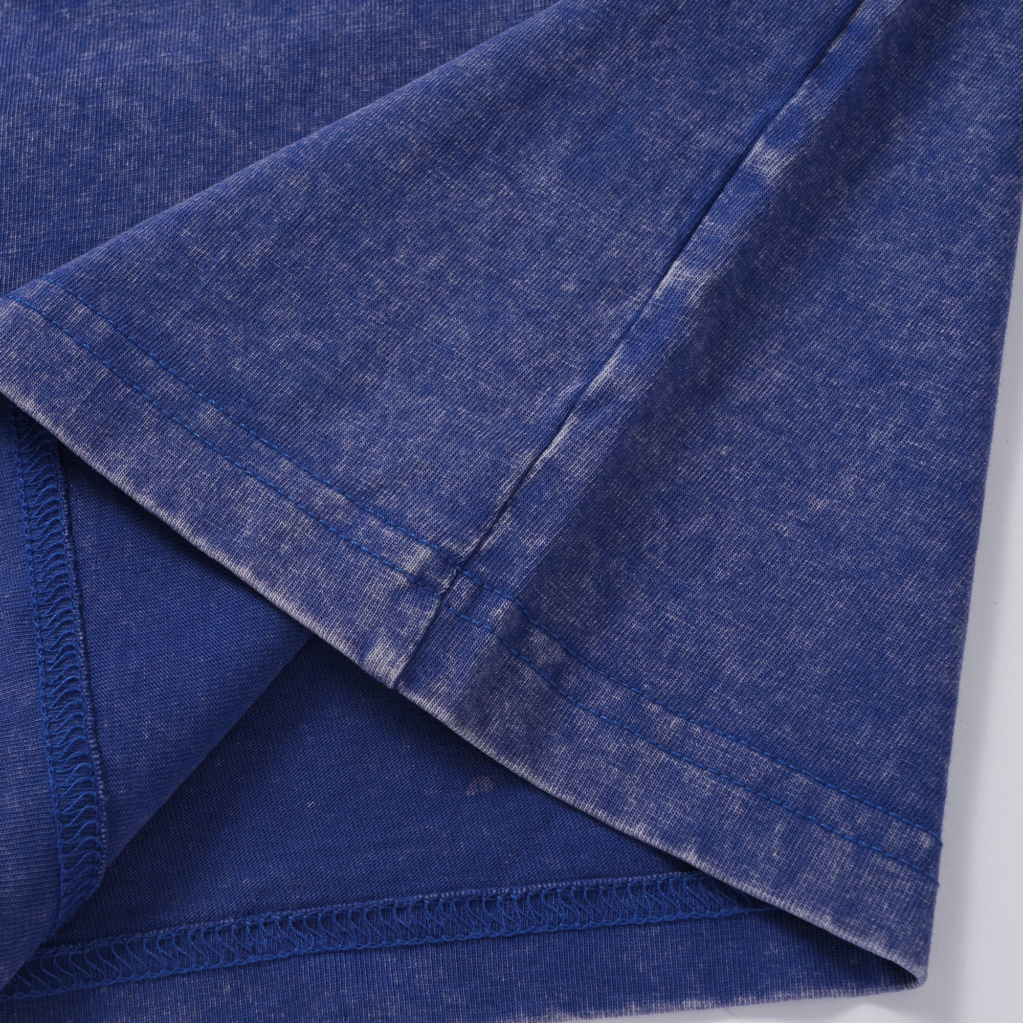 T-shirt hawaïen pour hommes col rond 100 % coton, t-shirt vintage lavé - Bleu