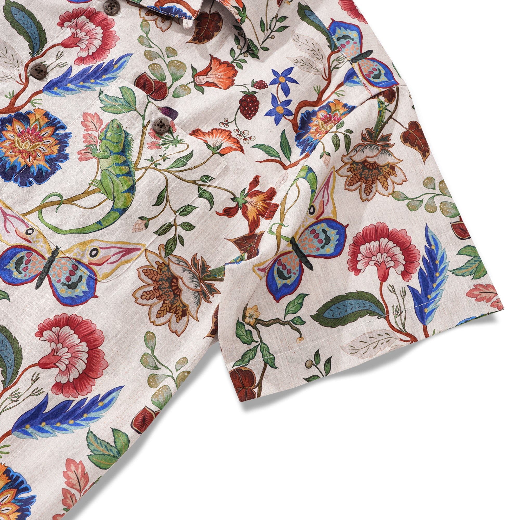 Men's Vintage Floral Hawaiian Shirt 100% Cotton Camp Collar Shirt