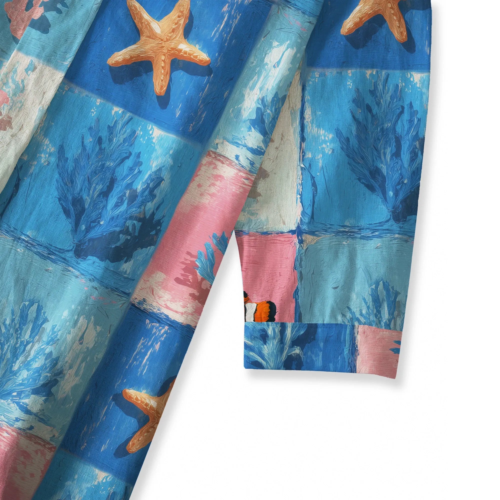 Blue Aloha Oceanic Chessboard shirt, 3/4 sleeve, lyocell linen