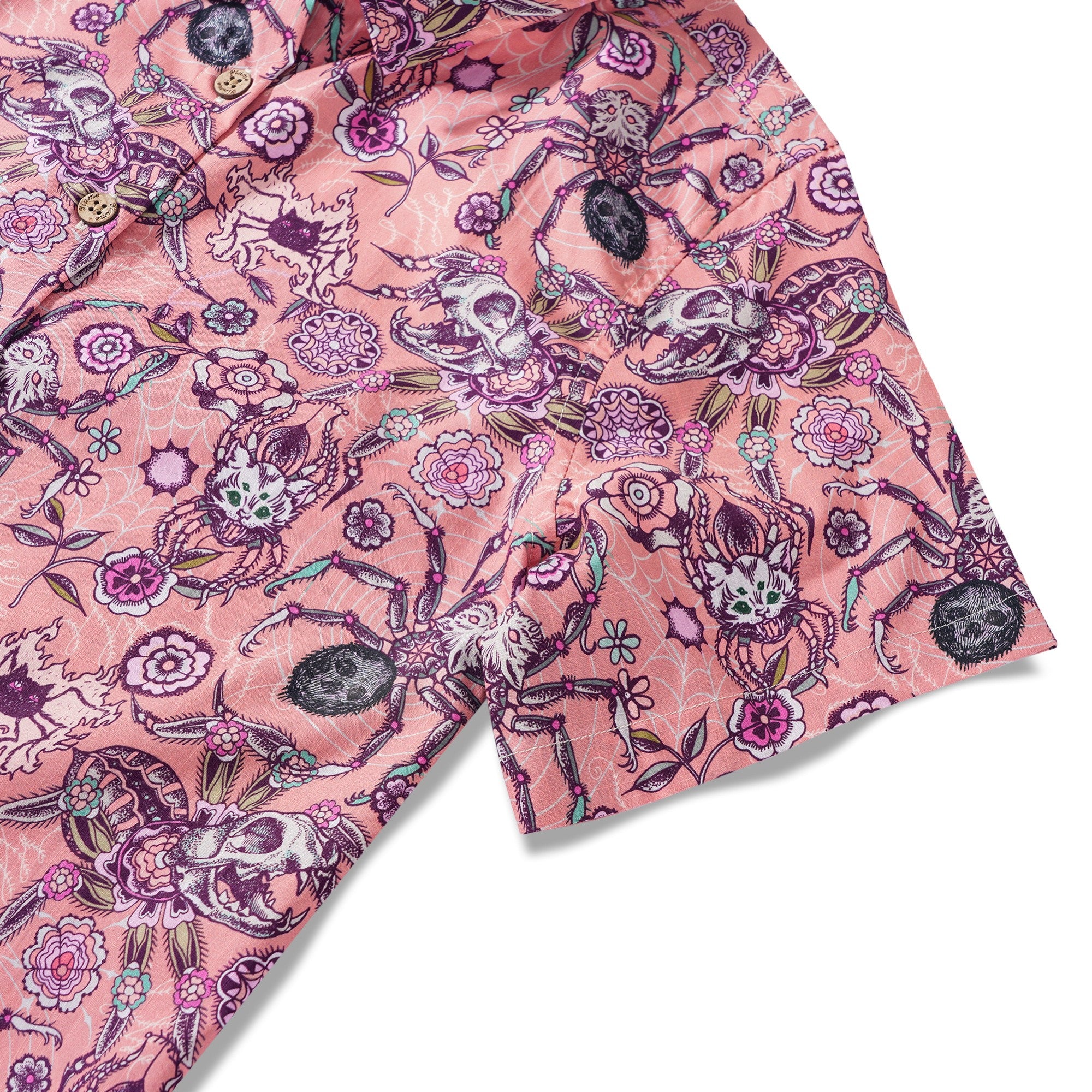 Chemise hawaïenne féminine bouton à manches courtes 100% coton Aloha Spider Cat