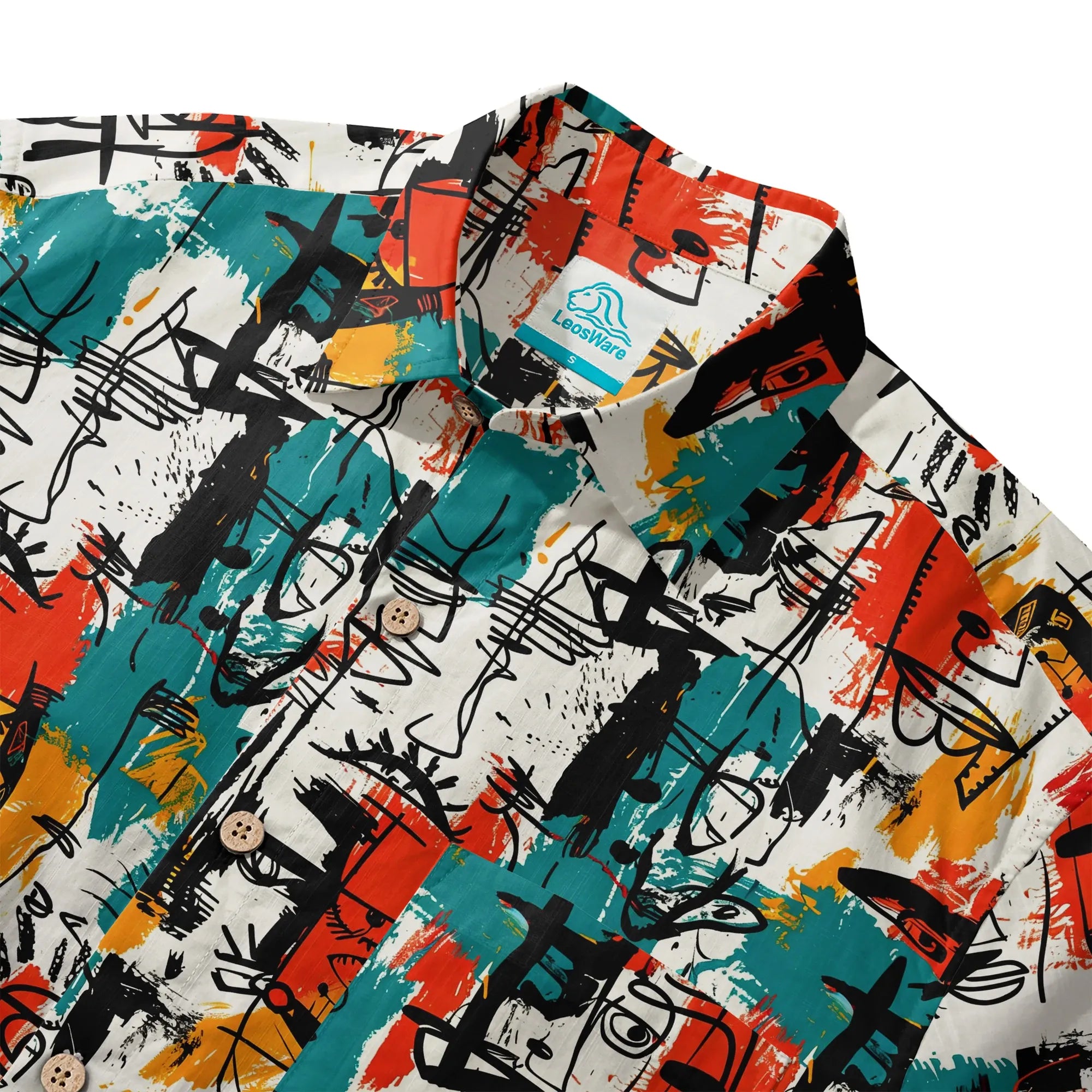 100% cotton men's shirt with abstract face print