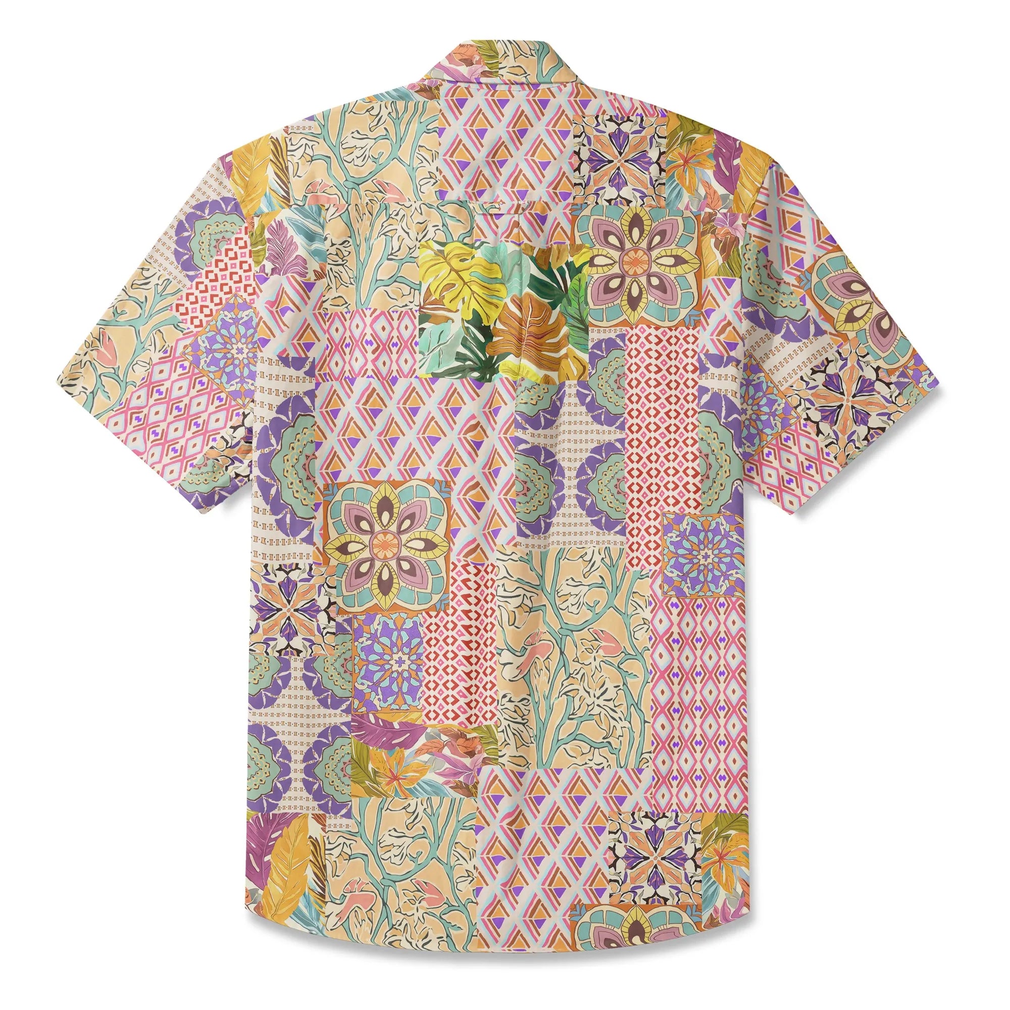 LeosWare men's aloha shirt, tropical floral elements