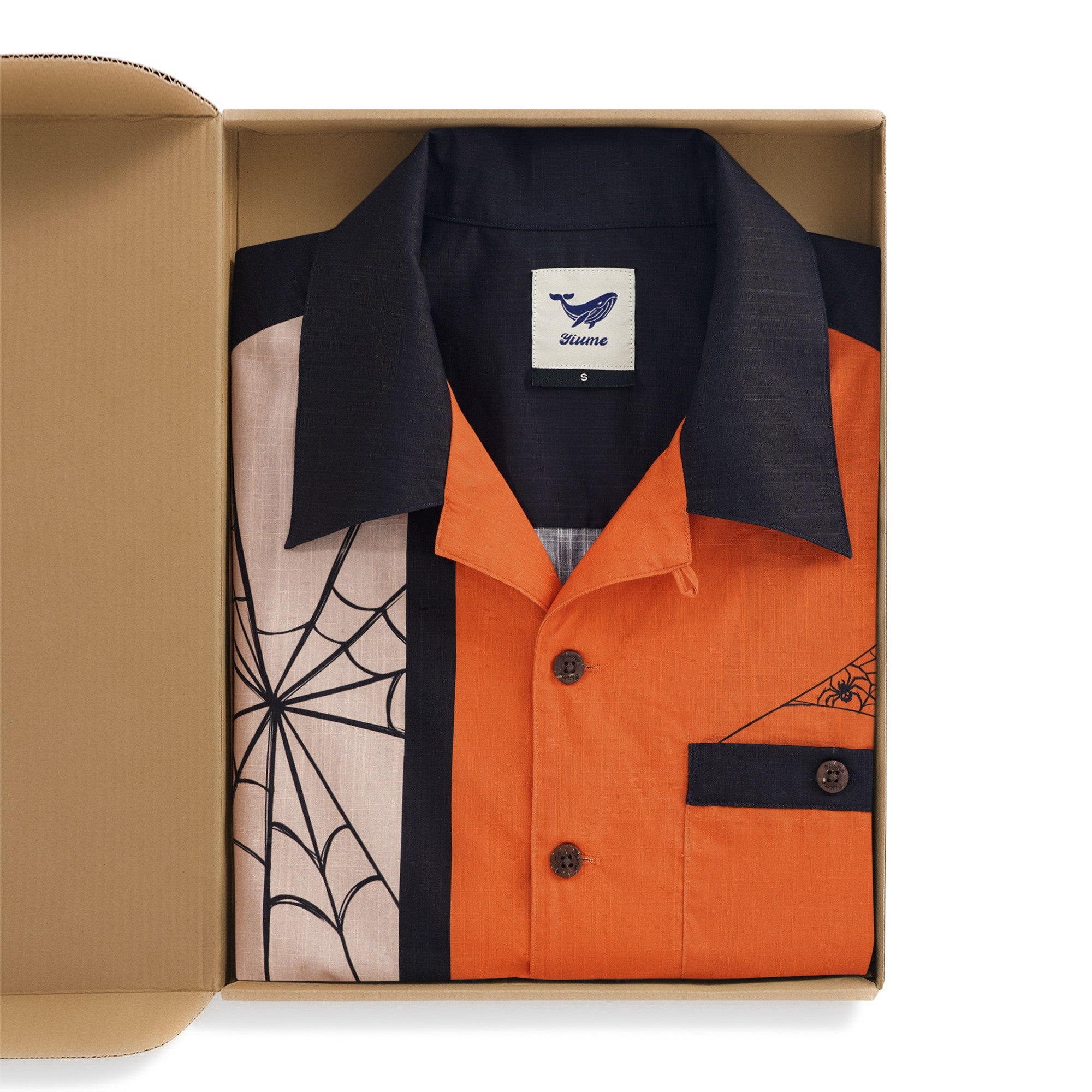 Men's Bowling Shirt Short Sleeve Halloween Hawaiian Shirt Camp Collar 100% Cotton Spider Pumpkin Lantern Shirt