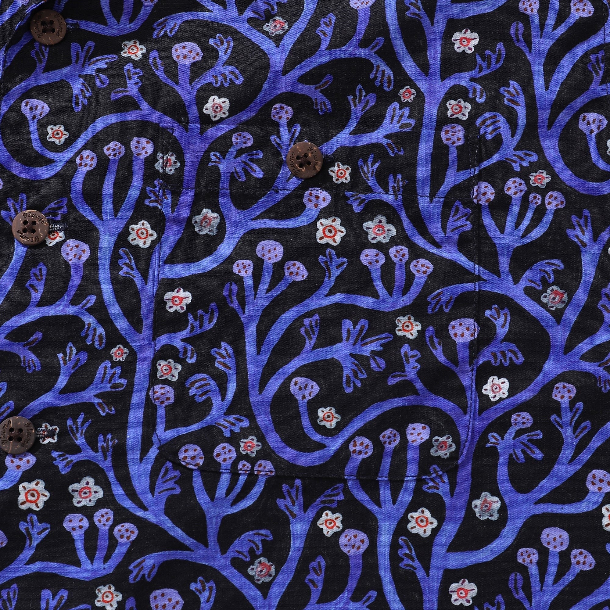 1960s Vintage Hawaiian Shirt For Men 100% Cotton Camp Collar Shirt Midnight Garden Shirt