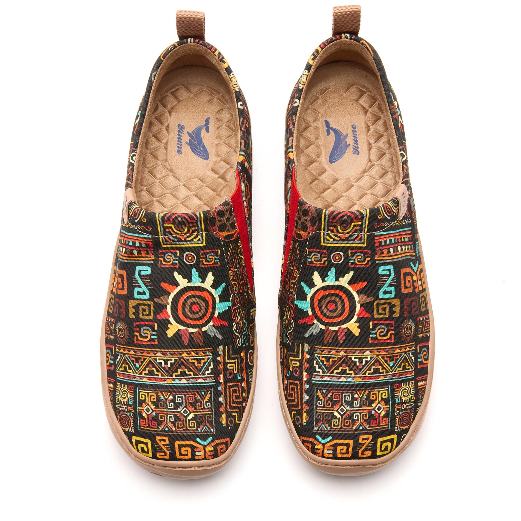 Tribal Glow Damen Slip-on-Schuhe gestrichene Leinwand Sneakers Hawaiianer Heritage-inspiriertes Hemd