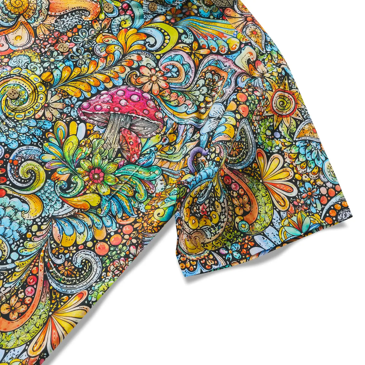 Yiume mandala shirt, green, short sleeve, button-down