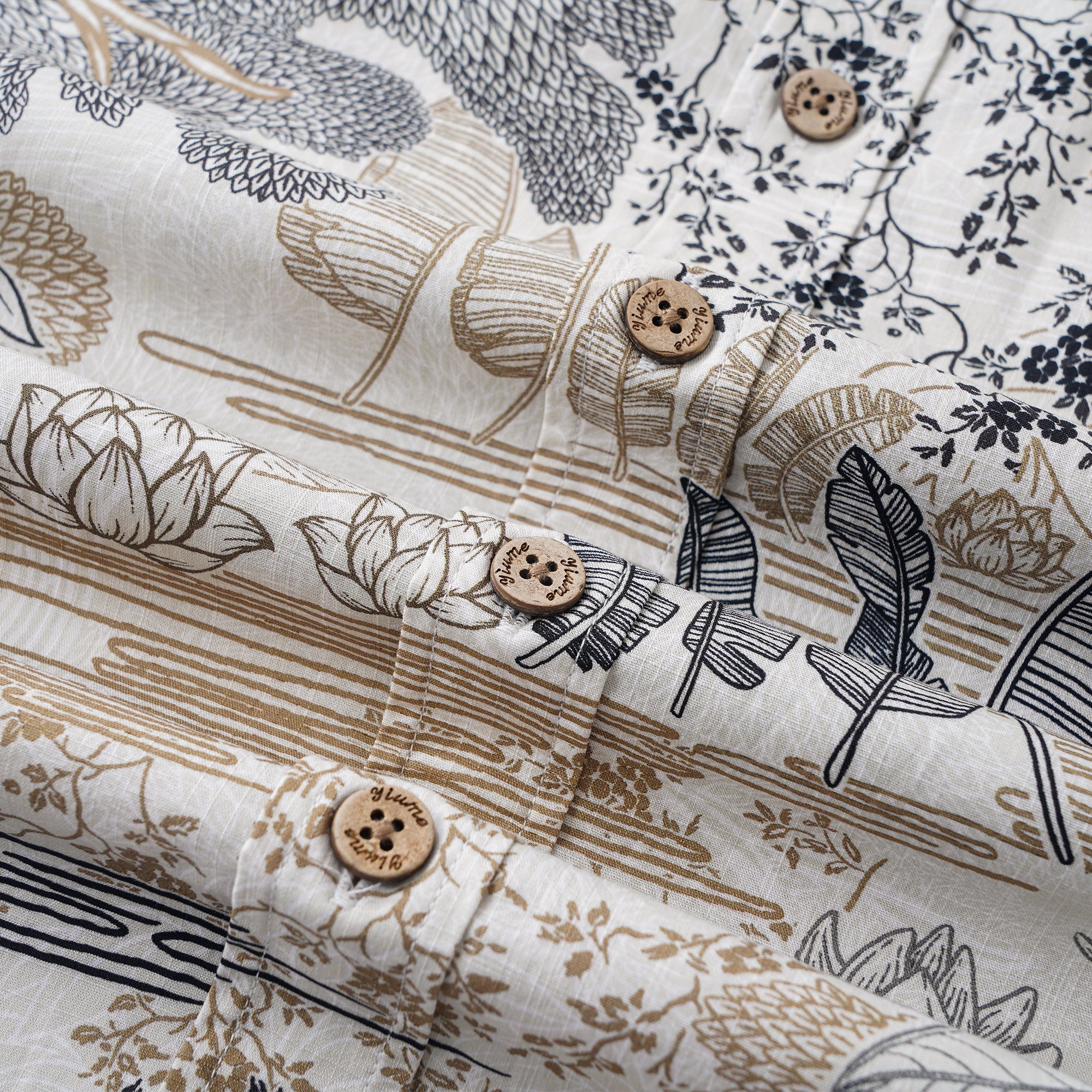 Chemise à manches courtes en coton 100% pour homme, marron Aloha hawaïenne