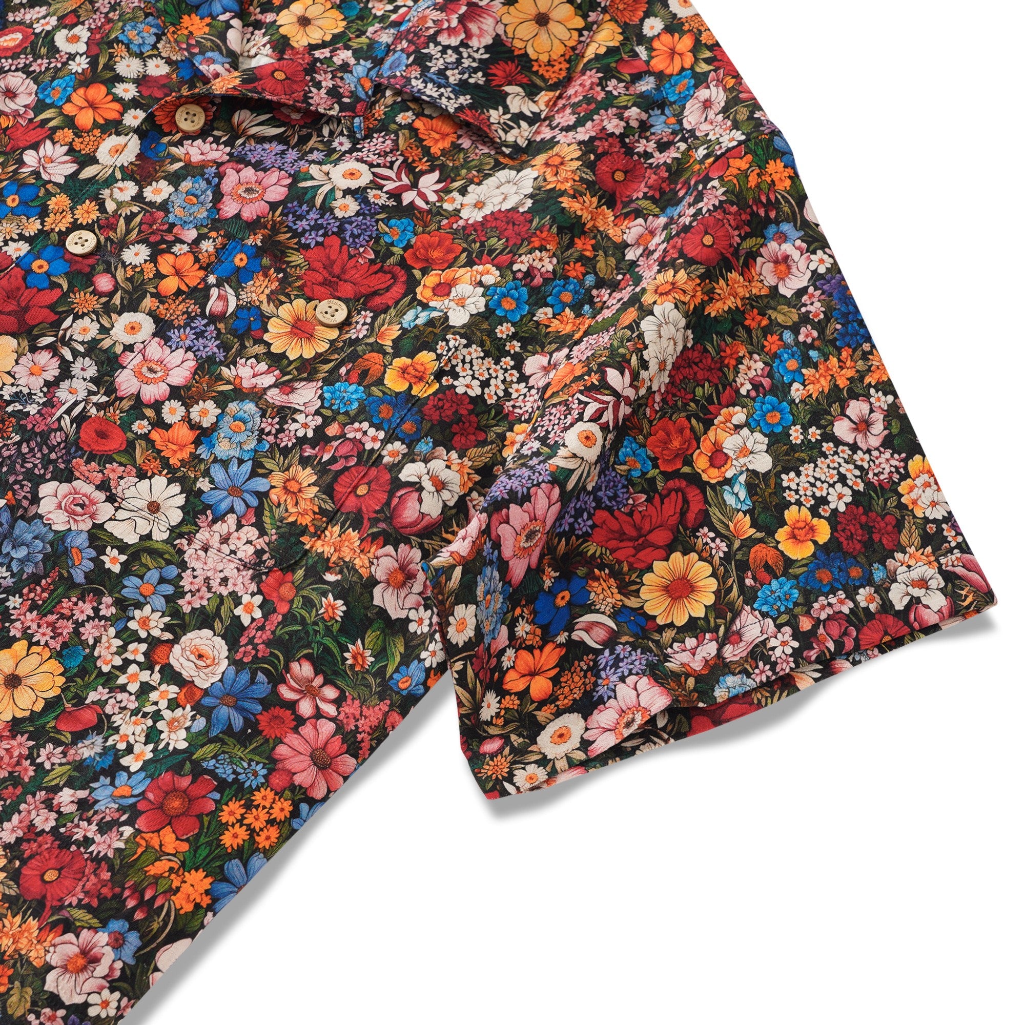 100% Silk Men's Hawaiian Shirt Cold Camp Camp à manches courtes 100% Silk Blue Aloha parmi les fleurs