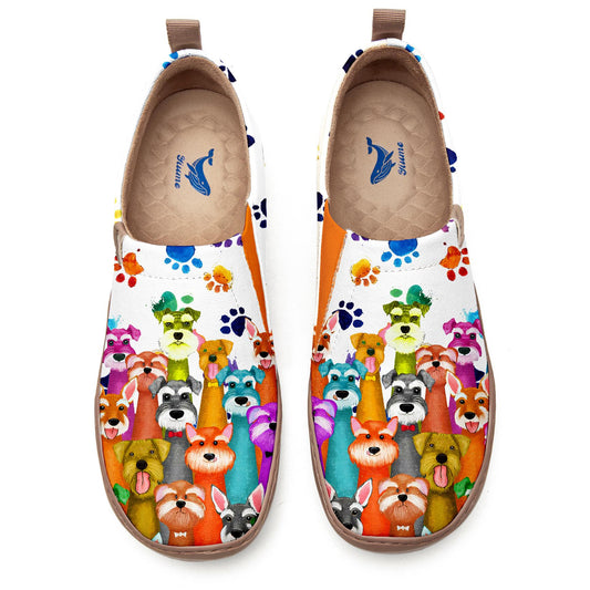 Yiume Women's Art Slip-On Canvas Shoes with Puppy Posse Design