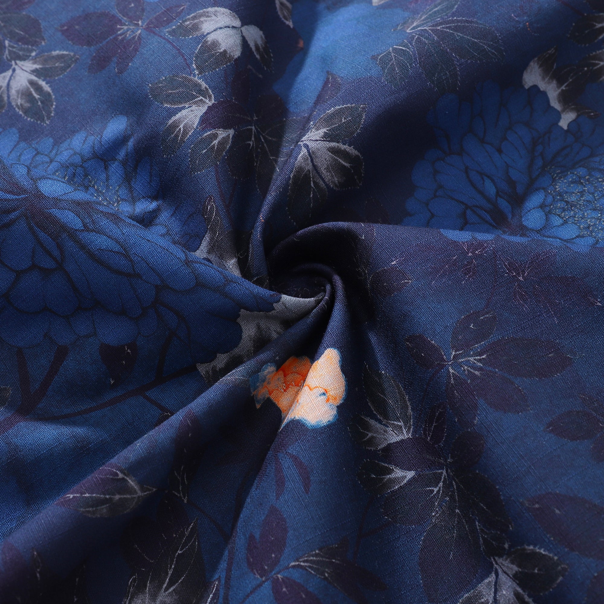 Dark Blue Hawaiian Shirt For Men Peony Shirt Camp Collar 100% Cotton Shirt Peony Dreamscape