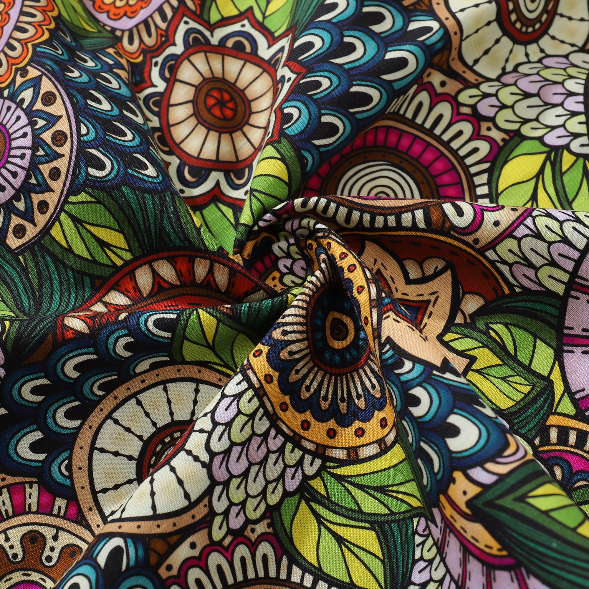 Hawaiian Shirt für Männer Bohemian Blumenmuster Hemd mit Knopfleiste Kurzarm 100% Baumwolle Hemd