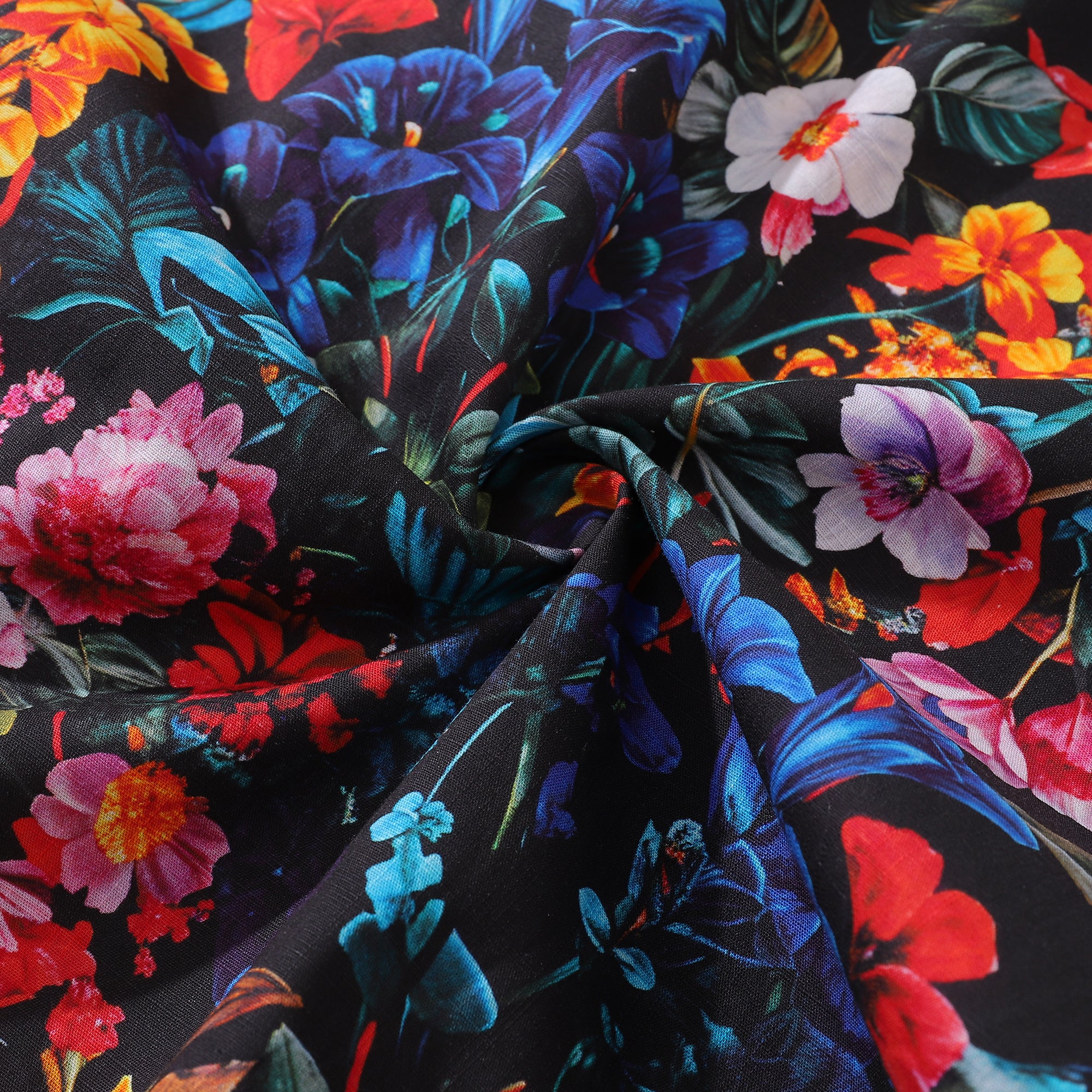 Yiume Mens Floral Hawaiian Shirt Tropical Button-down Short Sleeve 100% Cotton Shirt Colorful Garden