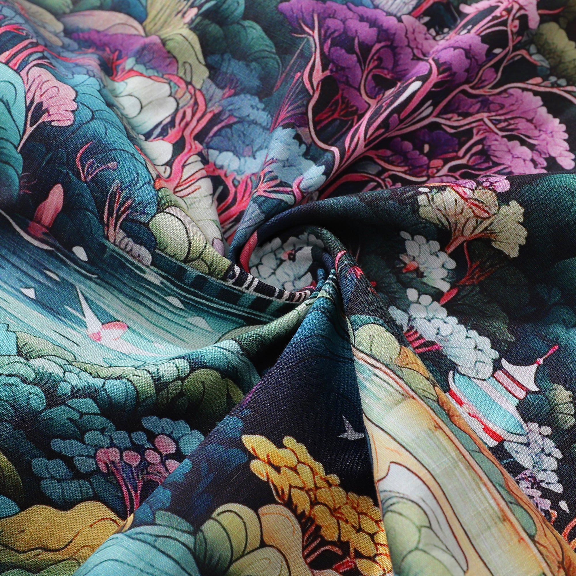 Hawaiian Shirt For Men Secret Garden Shirt Camp Collar 100% Cotton