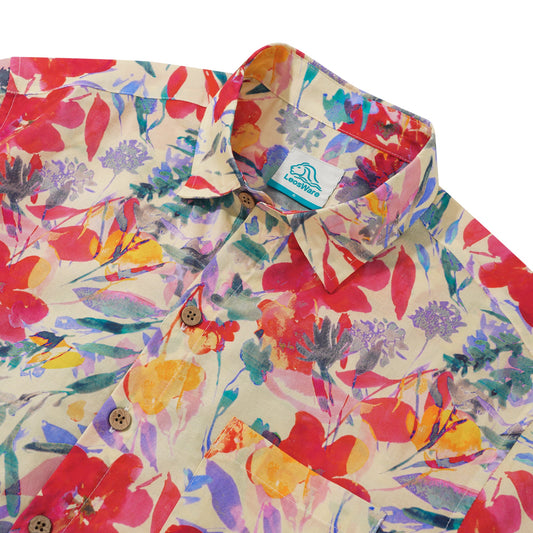 Men's Red Floral Hawaiian Shirt by LeosWare