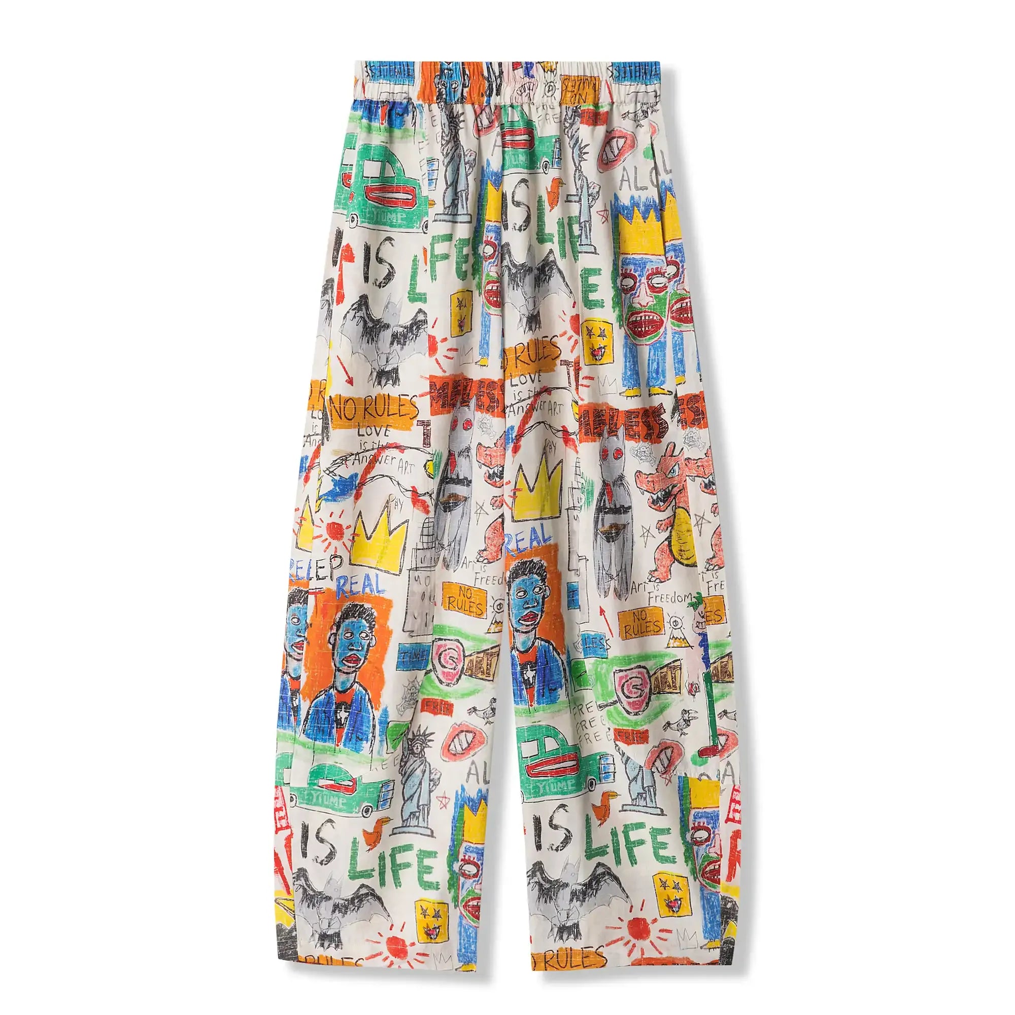 Women's lounge pants, orange graffiti, elastic waist